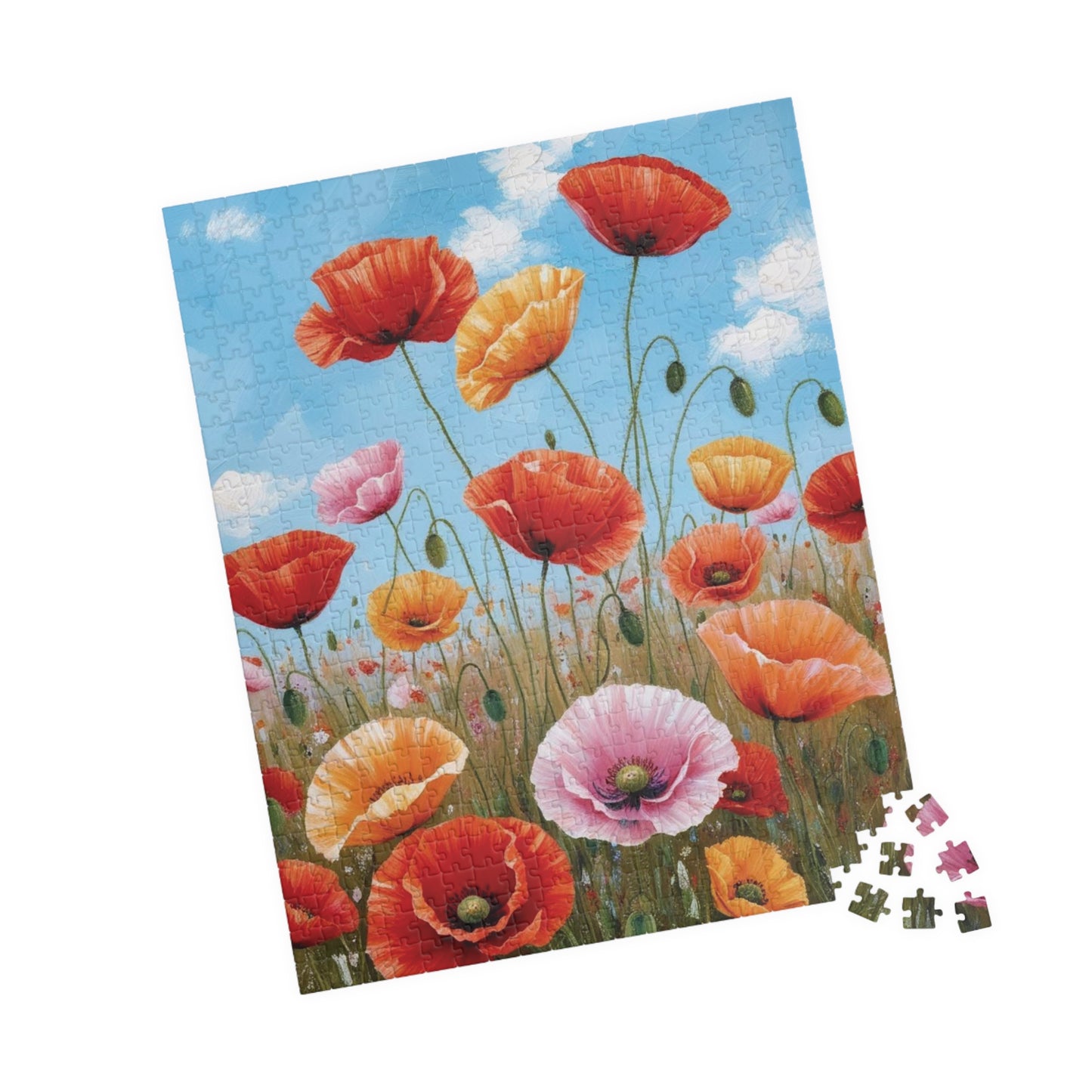 Blooming Poppies Puzzle, Close Up View, Colorful Floral Meadow Scene, Nature-Inspired Jigsaw Game, Unique Gift Art Enthusiast, Puzzle Lover Puzzle The Puzzle Chest