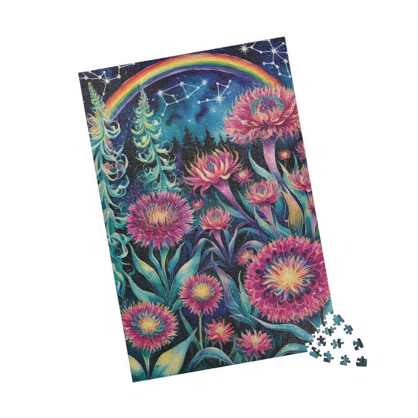 Flower Theme Trippy Puzzle, 110-1014 Piece Glow Garden Jigsaw Puzzle, Challenging Tabletop Game, Adult Entertainment Relaxation Meditation Puzzle The Puzzle Chest