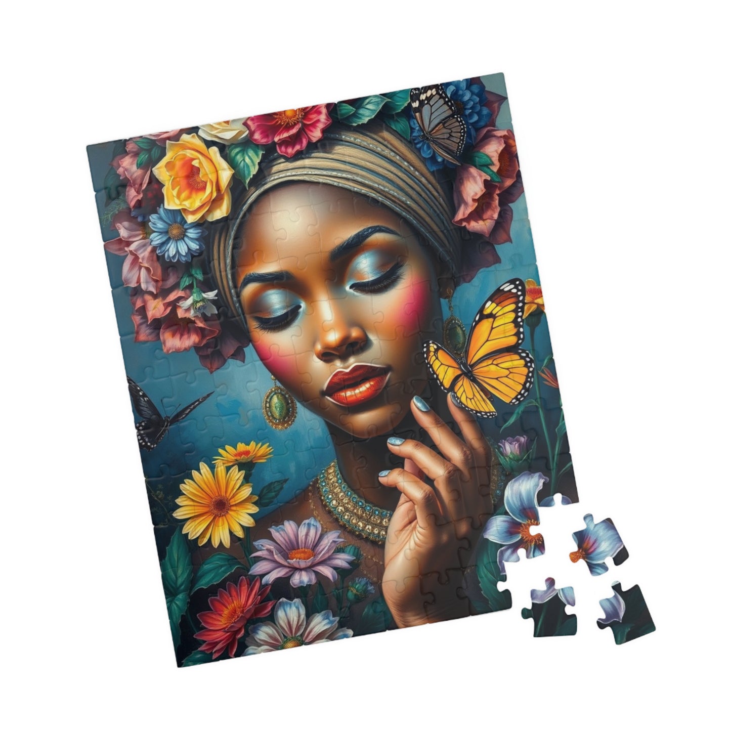 Flower Goddess Puzzle - African American Woman Jigsaw Game, Mindfulness Activity, Solo or Family Fun, Indoor Entertainment, Afrocentric Gift Puzzle The Puzzle Chest