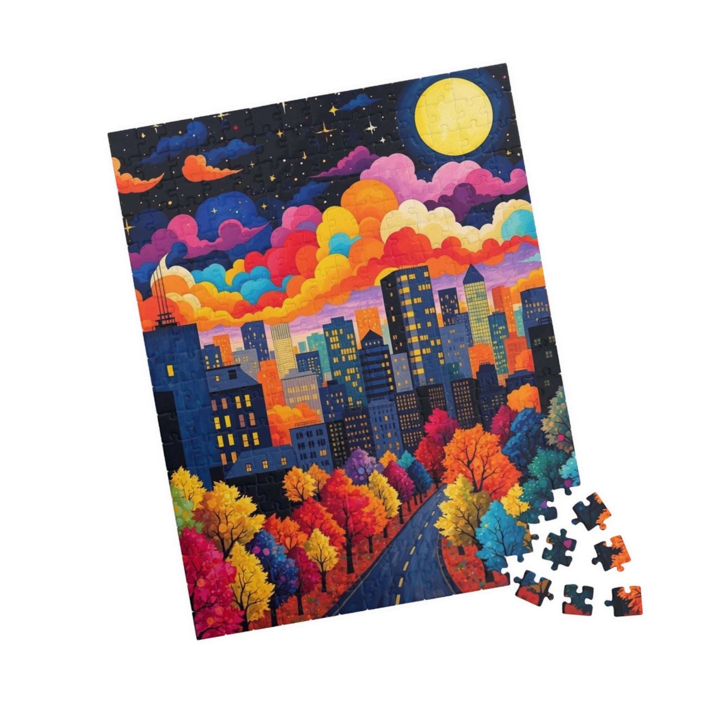 Vibrant Cityscape Puzzle - Night Sky, 110-1014 Piece Jigsaw, Family Activity, Gift for Puzzle Lovers, Art Decor 252 pcs (Vertical) Puzzle The Puzzle Chest