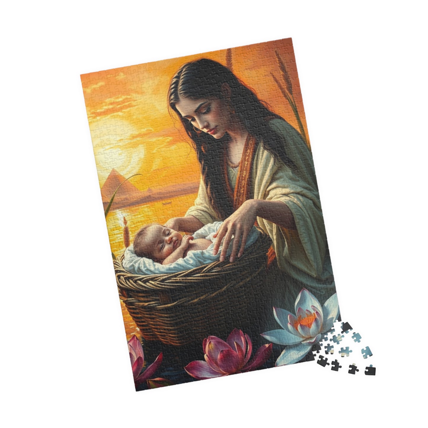Christian Jigsaw Puzzle, Baby Moses Nile River Biblical Scene, Home Entertainment, Brain Teaser, Religious Puzzle Lover Gift for Friends