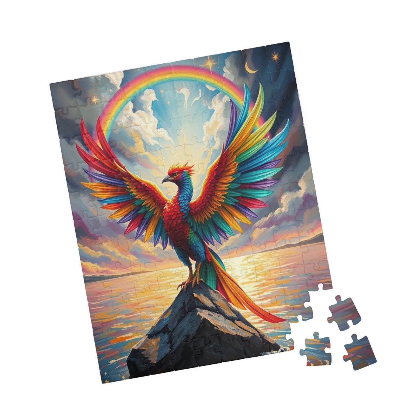 Rise in Rainbow Flame Jigsaw Puzzle, Colorful Phoenix Puzzle, Firebird Puzzle, LGBTQ Gift for Adult Pride Month Birthday Holiday Fun Puzzle The Puzzle Chest