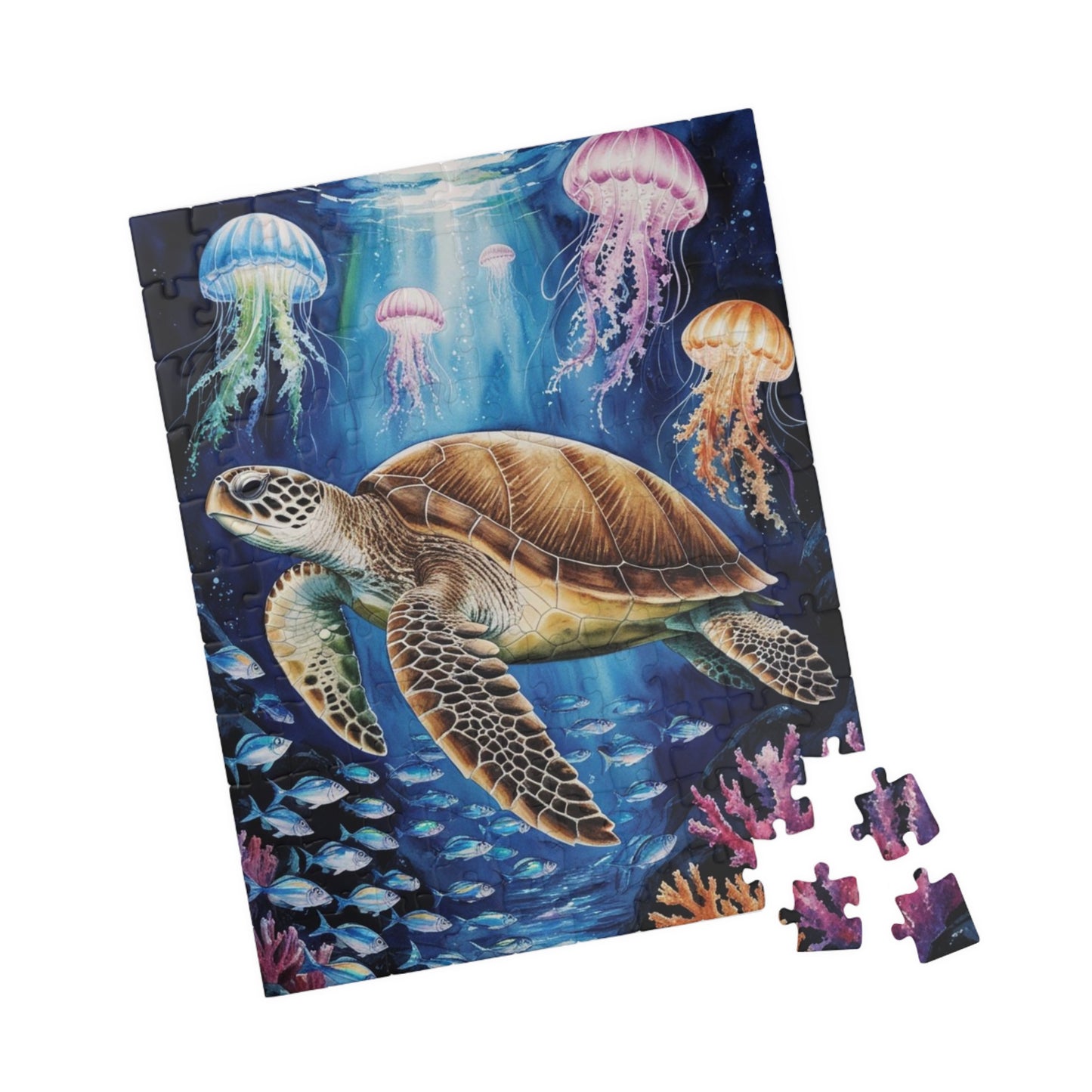Jigsaw Puzzle, Sea Turtle Ocean Trench Glow in the Dark, 110 252 520 1014 Pieces, Family Game Night Gift, Relaxing Hobby Activity, Home