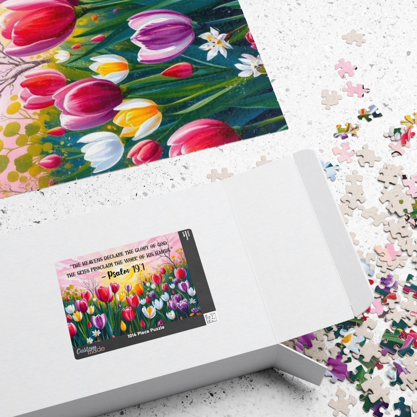 Glory of Creation Jigsaw Puzzle - Sunrise Tulips, Floral Christian Nature Theme, Biblical Quote Psalm 19:1, Inspirational Faith Based Game, Religious Gift Idea Puzzle The Puzzle Chest