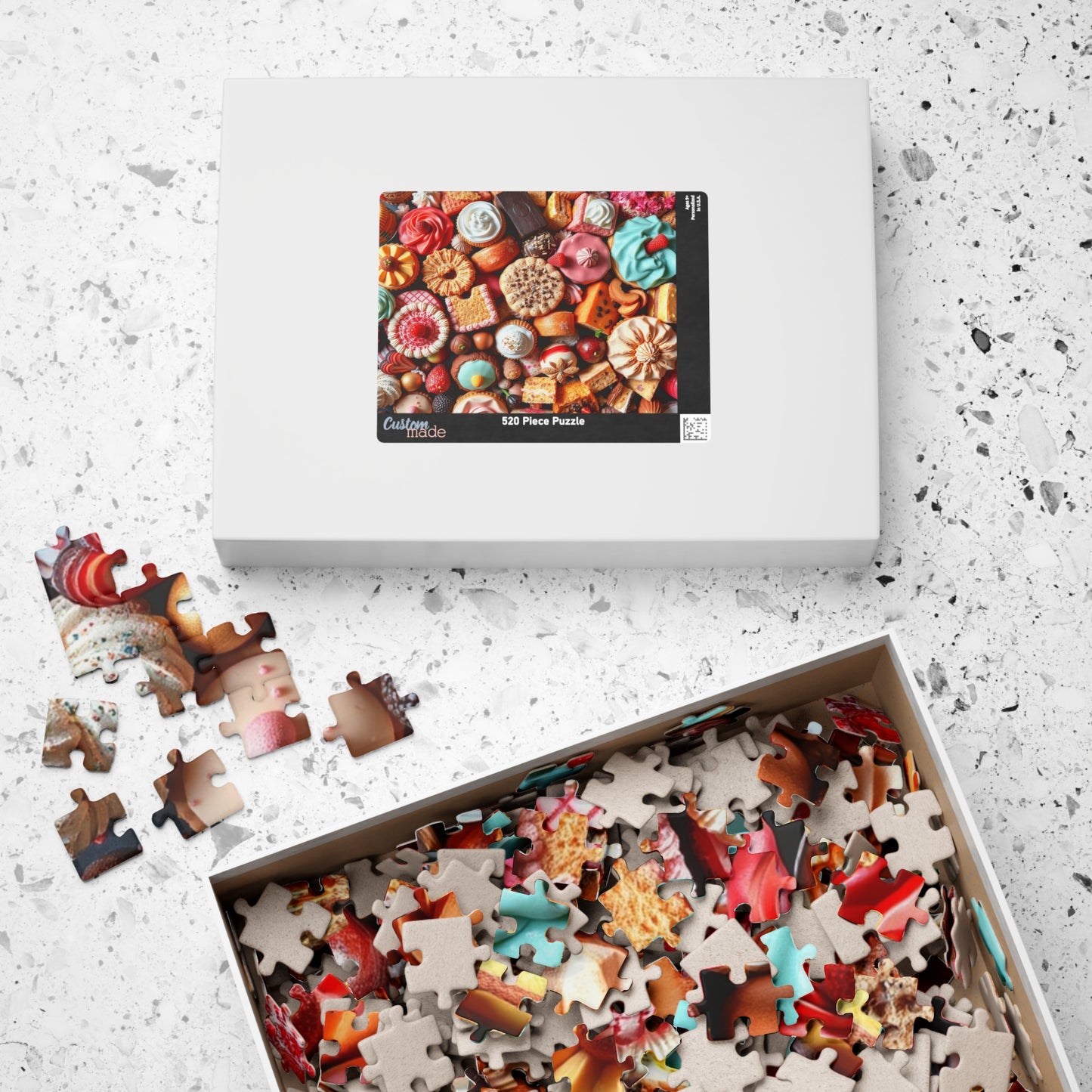 Chaotic Dessert Puzzle, Vibrant Sweets-Themed Jigsaw, Bright and Colorful Food Collage, Fun Challenging Family Activity, Foodie Puzzle Lover Puzzle The Puzzle Chest