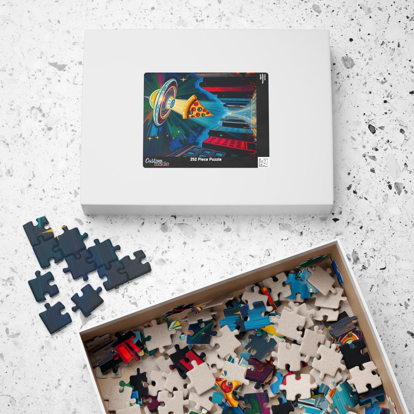 Cosmic Pizza Puzzle - Pop Art Jigsaw Game | Fun UFO Design | Unique Gift for Pizza Lovers | Family Game Night Puzzle | Mindful Brain Teaser Puzzle The Puzzle Chest