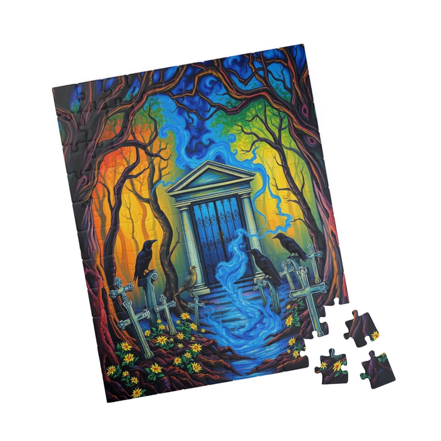 Mystical Cemetery Puzzle, Gothic Dark Fantasy Art Jigsaw Game, Unique Gift for Adult, Solo Fun, Brain Teaser, Quiet Pastime Holiday Activity Puzzle The Puzzle Chest