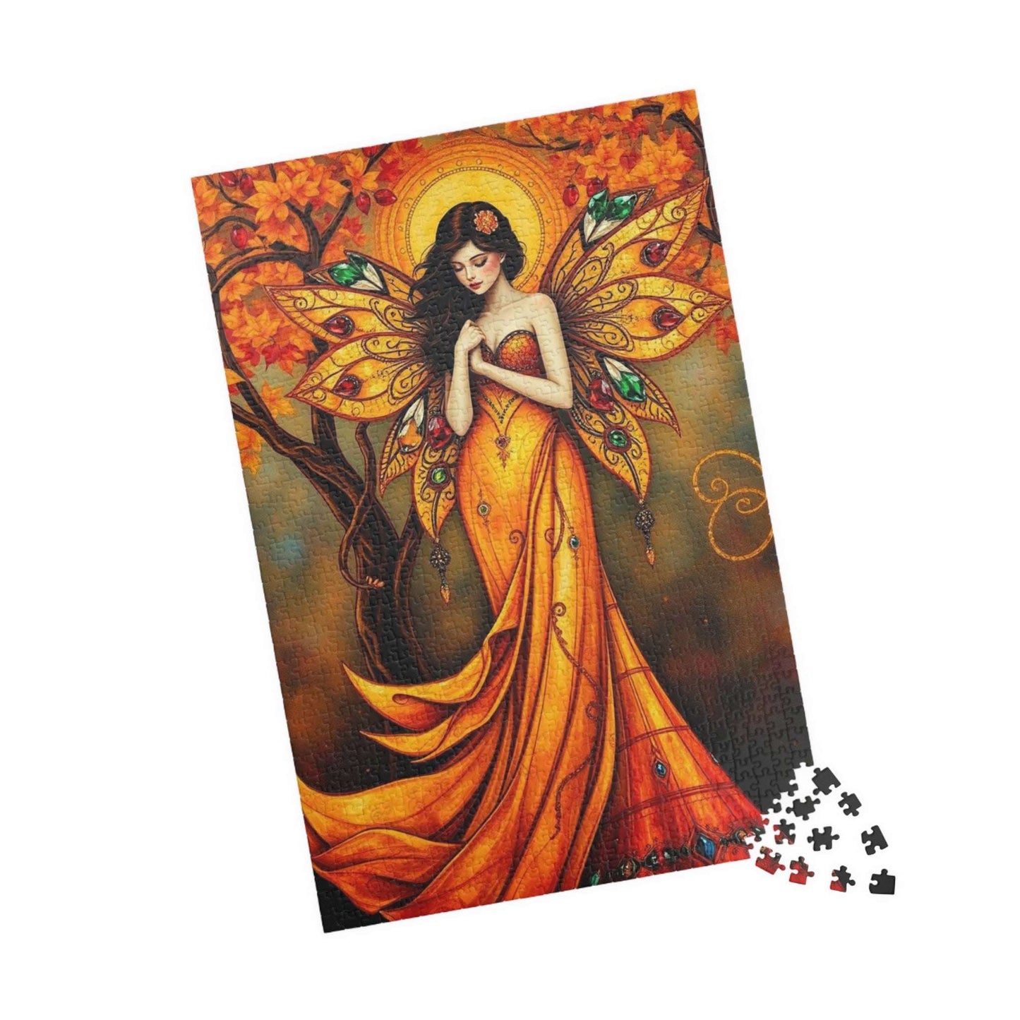 Bejeweled Autumn Fairy Jigsaw Puzzle, Mythical Fantasy Art, 110-1014 Pieces, Enchanting Unique Gift for Puzzle Lover, Family Fun Activity Puzzle The Puzzle Chest