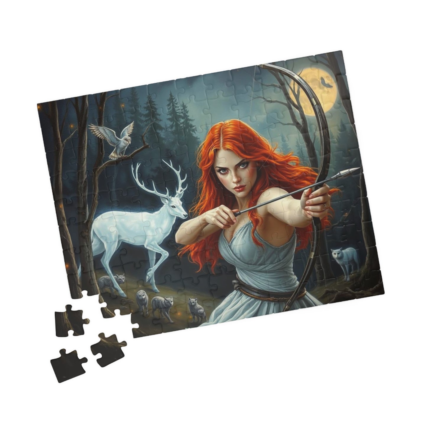 Enchanting Forest Quest Puzzle, Artemis Goddess of the Hunt Jigsaw Game | Whimsical Art, Nature Enthusiast Gift, Family Activity, Cozy Night Puzzle The Puzzle Chest