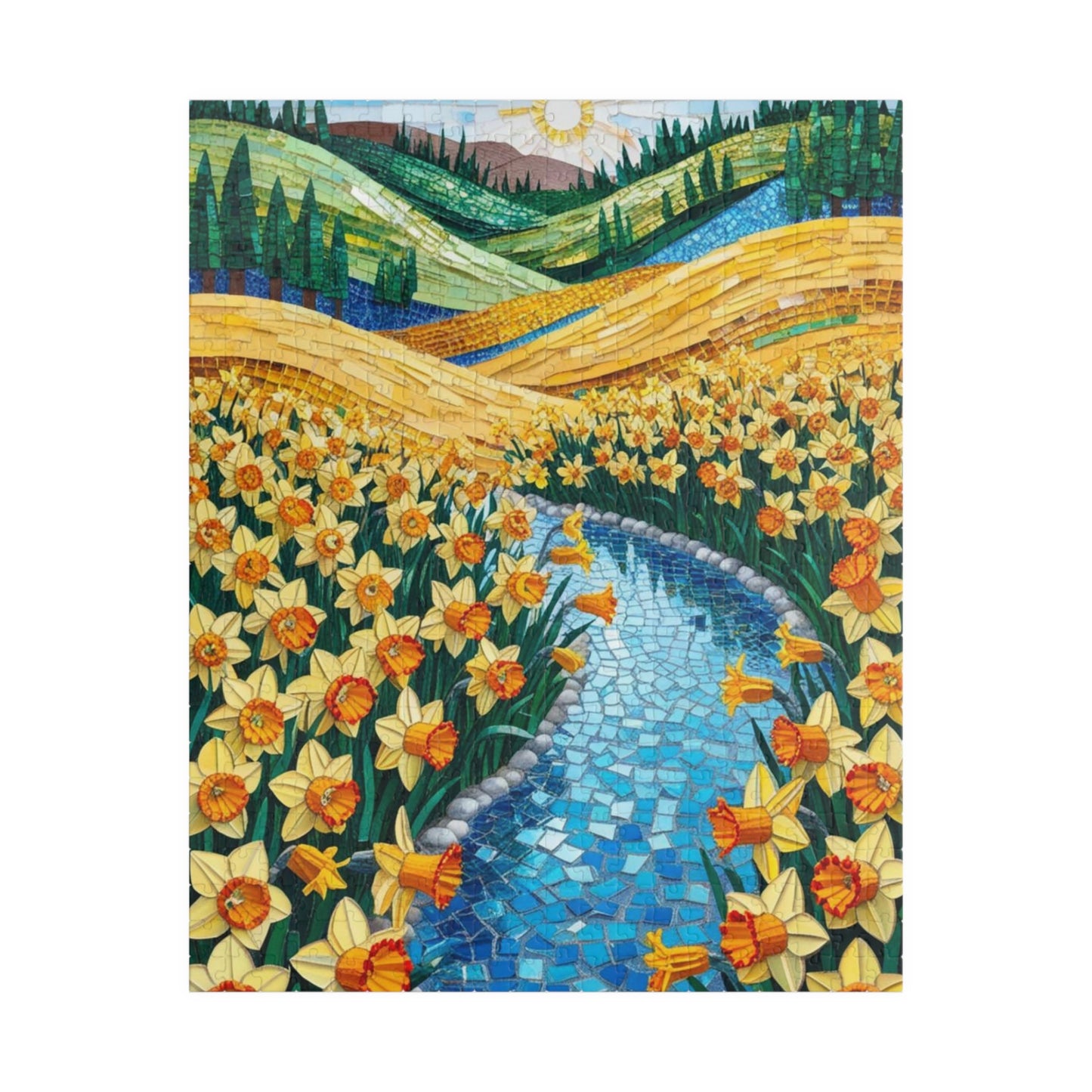 Puzzle, Golden Daffodil Valley 110-1014 Piece Jigsaw, Mosaic Nature Scene, Relaxing Indoor Activity, Mindfulness Hobby, Spring Floral Puzzle 520 pcs (Vertical) Puzzle The Puzzle Chest