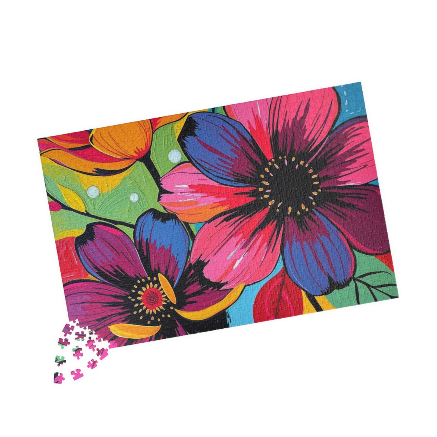 Floral Art Puzzle, Colorful Flower Jigsaw for Relaxation, Gift for Puzzlers, Home Entertainment, Fun Family Activity, Mindful Brain Teaser Puzzle The Puzzle Chest