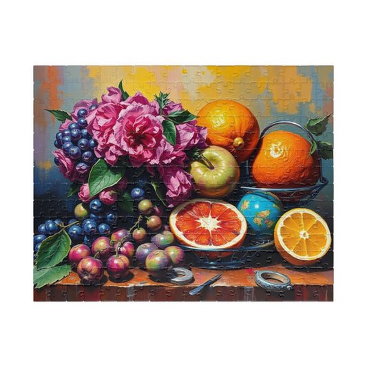 Fruit and Flower Jigsaw Puzzle, Colorful Vintage Style Still Life Game for Adult, Family Game Solo Fun Home Entertainment, Gift for Friends 252 pcs (Horizontal) Puzzle The Puzzle Chest