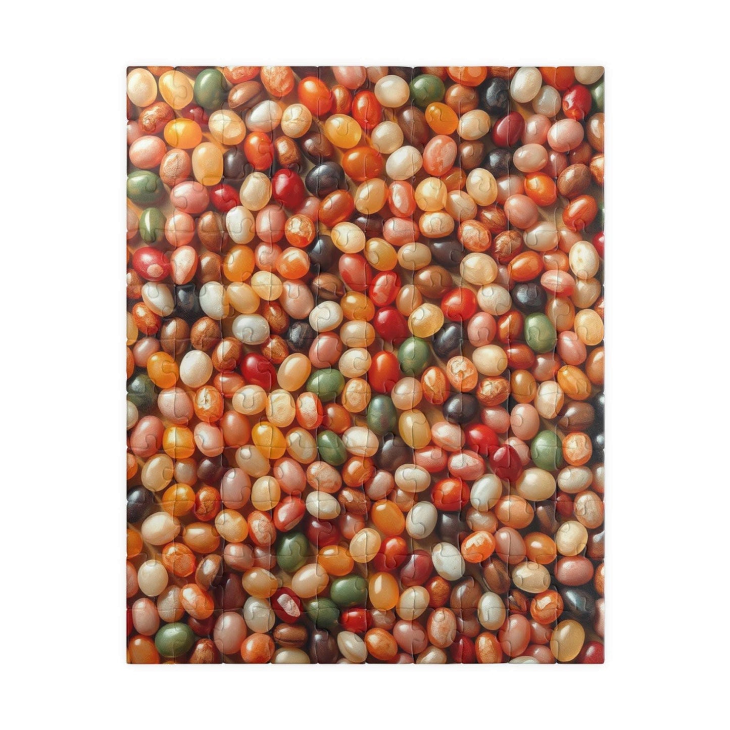 Chaotic Jelly Beans Puzzle, Vibrant Candy-Themed Jigsaw, Earth Tones Food Collage, Family Activity, Quiet Pastime, Foodie Puzzle Lover 110 pcs (Vertical) Puzzle The Puzzle Chest