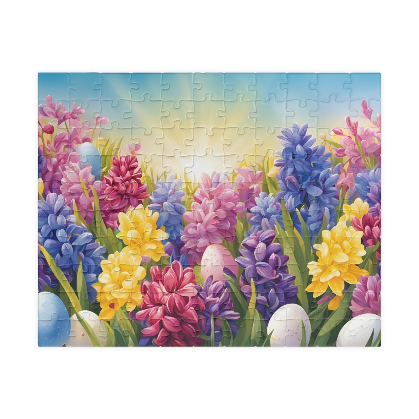 Spring Hyacinths Easter Egg Jigsaw Puzzle, Floral Game for Adult Brain Teaser, Fun Family Activity, Flower Lover Gift for Friends 110 pcs (Horizontal) Puzzle The Puzzle Chest