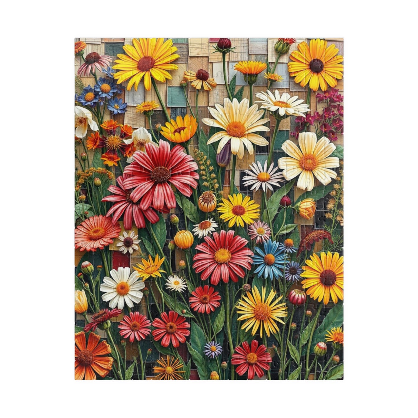 Vibrant Flower Garden Mosaic Puzzle | Perfect Gift for Nature Lovers and Art Enthusiasts, Family Bonding Activity, Birthday, and Relaxation 252 pcs (Vertical) Puzzle The Puzzle Chest