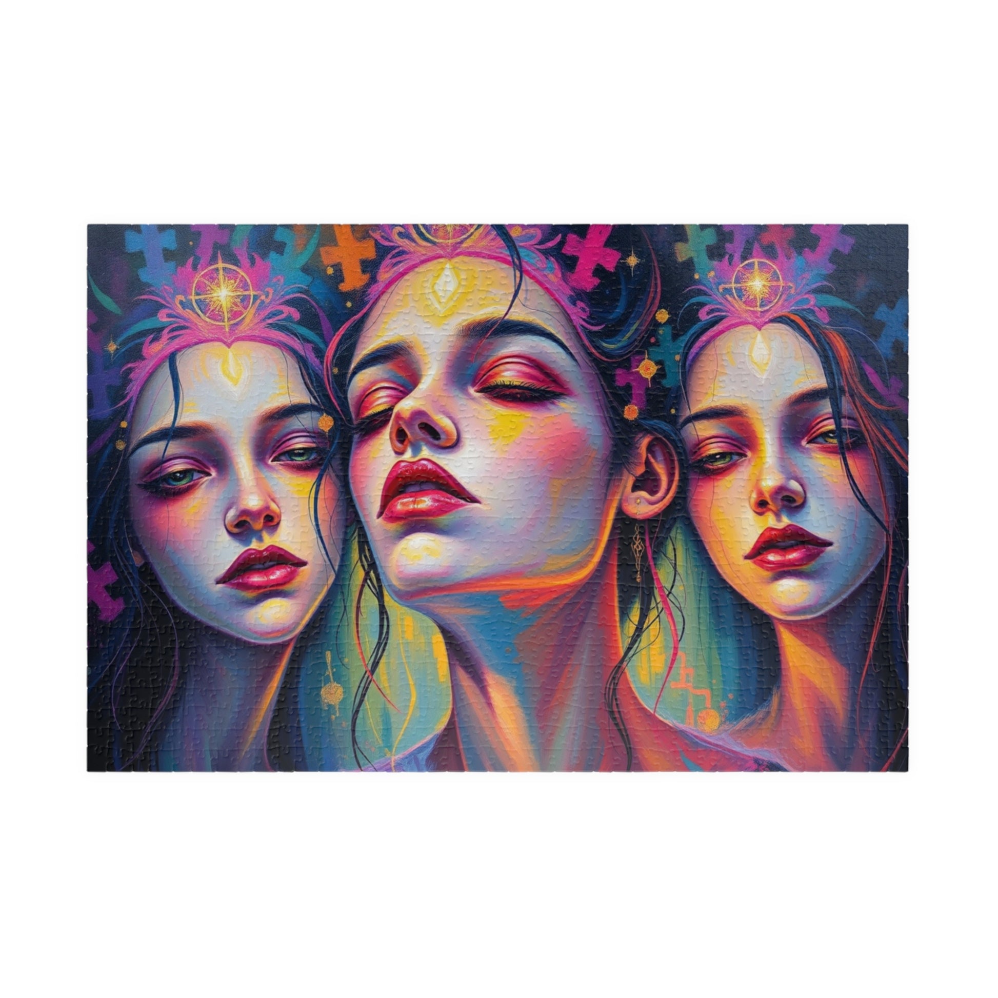 Colorful Art Puzzle - Tranquil Trio | 110, 252, 520, 1014-piece Jigsaw | Meditation Theme | Gift for Art Lovers, Family Activity, Relaxation 1014 pcs (Horizontal) Puzzle The Puzzle Chest