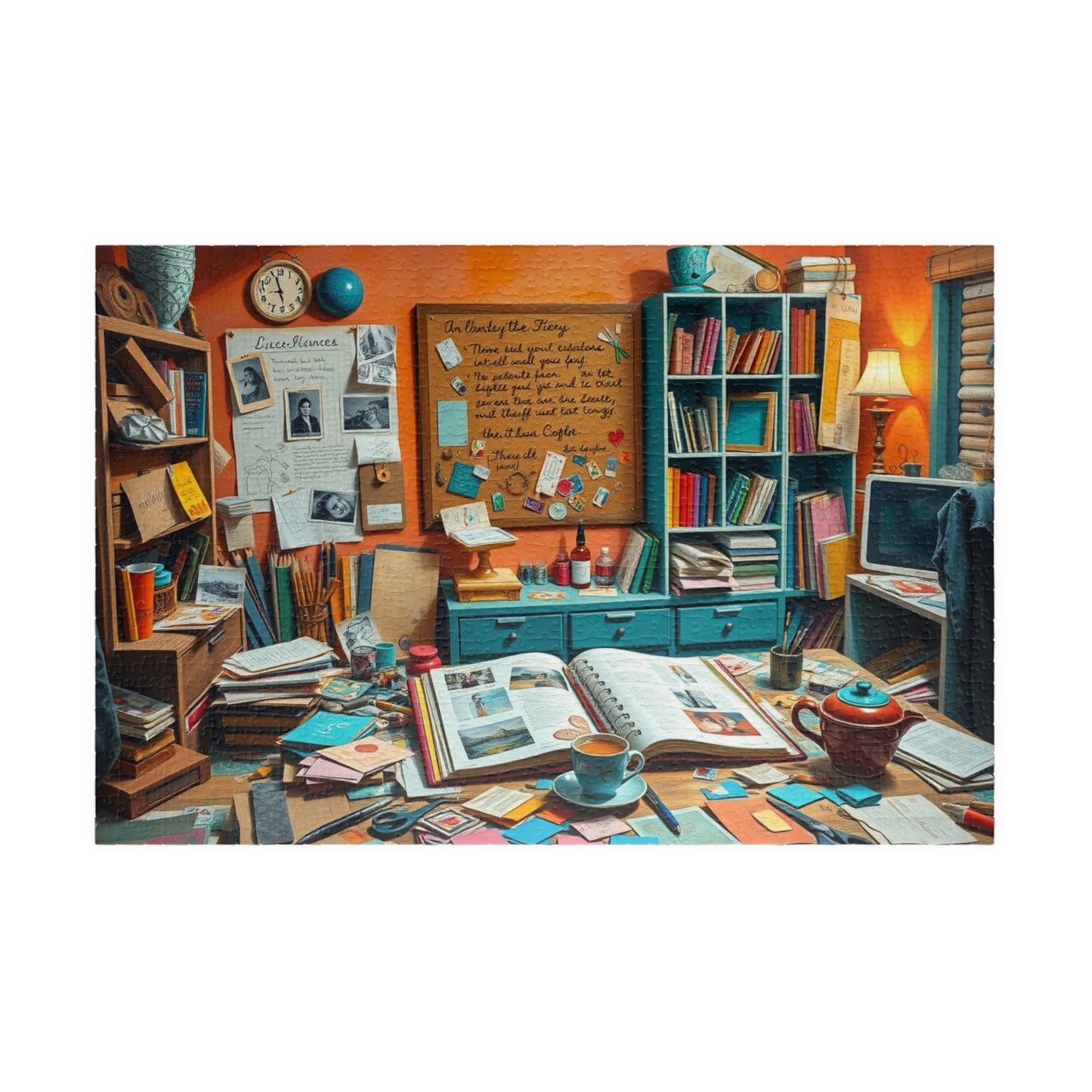 Vibrant Scrapbooking Studio Jigsaw Puzzle, Paper Crafting Table with Tools, DIY Art Scene, Hobby Gift, Puzzle Lover Art Enthusiast, Mindful 1014 pcs (Horizontal) Puzzle The Puzzle Chest