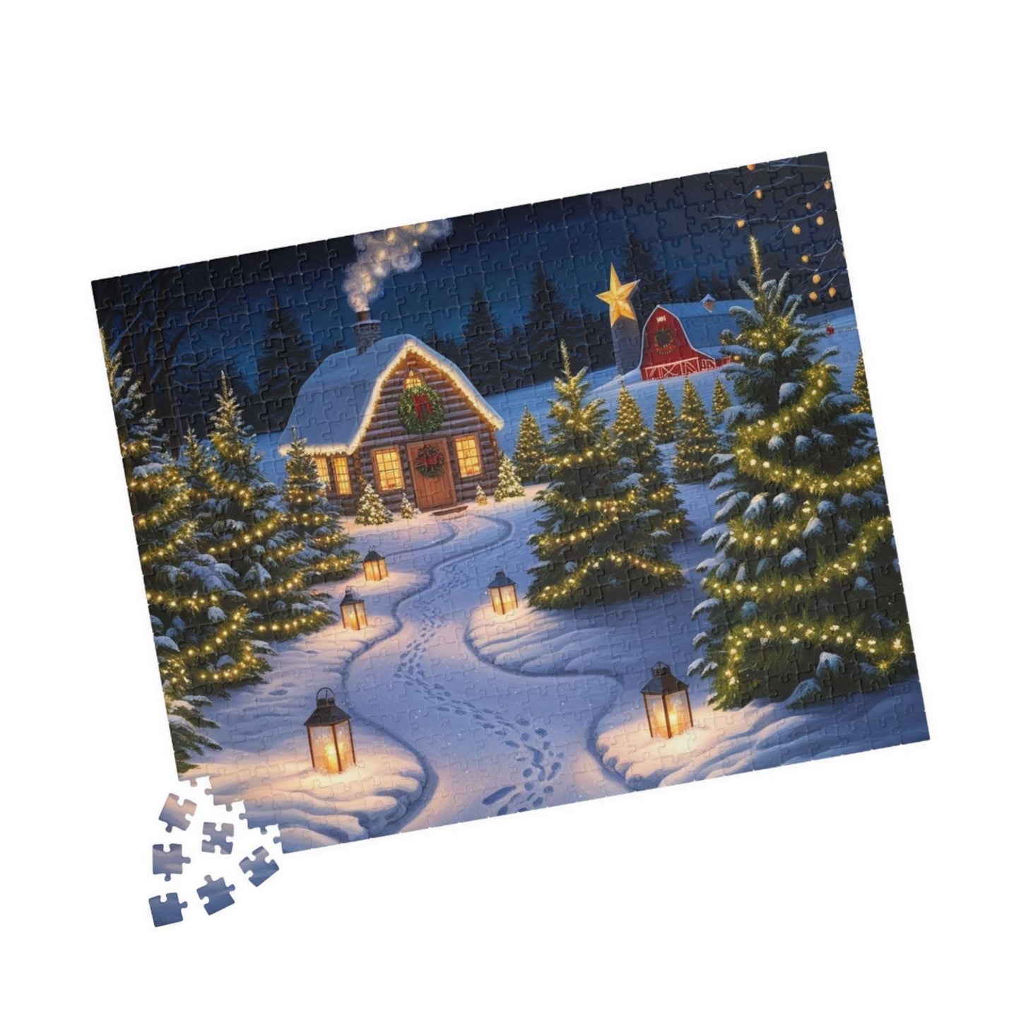 Christmas Tree Farm Puzzle, Cozy Winter Snowy Cabin Landscape Jigsaw Game, Family Game Night, Festive Decor, 110-1014 Pieces, Mindful Gift Puzzle The Puzzle Chest
