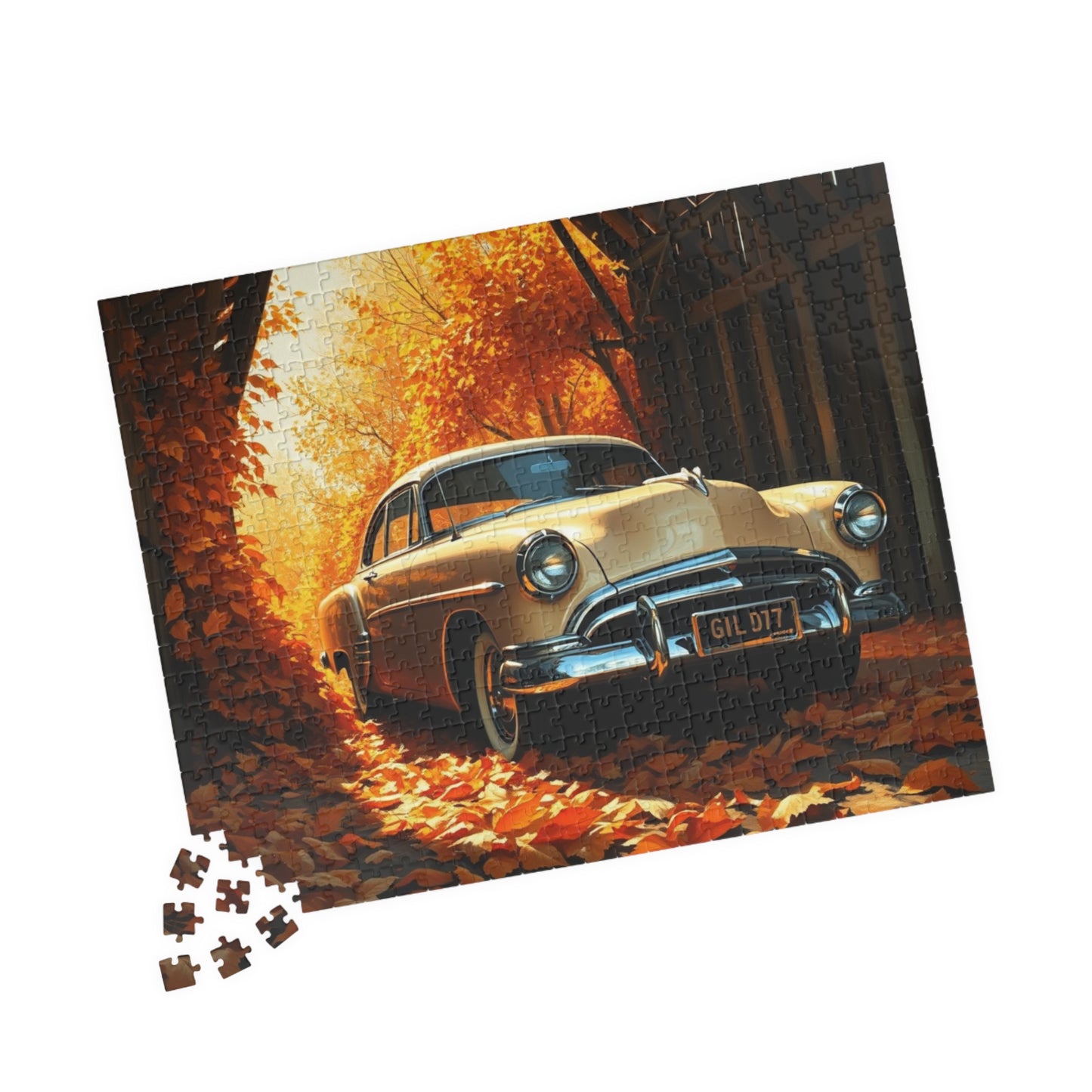 Vintage Car Autumn Puzzle - Classic 1953 Kaiser Manhattan | Retro Auto Jigsaw Game | Gift for Car Lovers, Family Night Leisure Activity Puzzle The Puzzle Chest