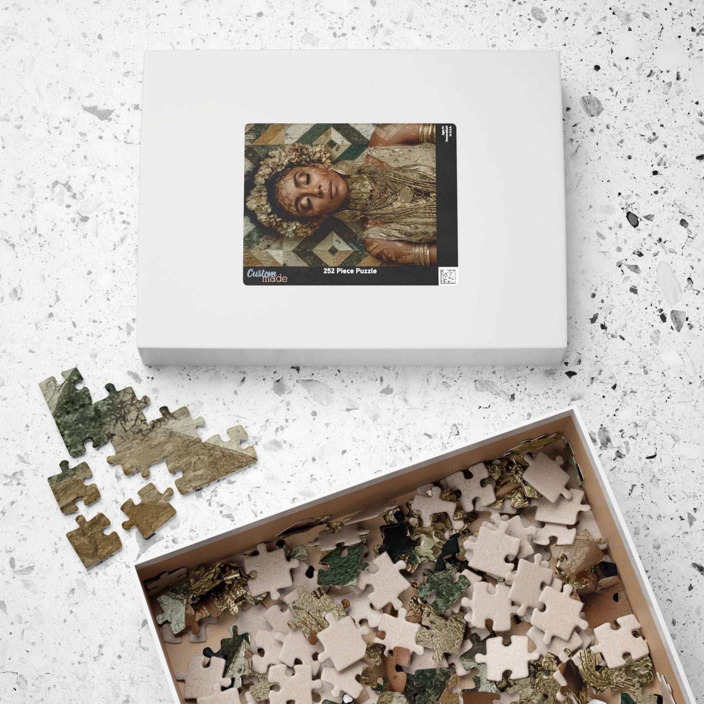 Afrocentric Black Art Jigsaw Puzzle - Melanin African American Beauty with Crown and Geometric Patterns Puzzle The Puzzle Chest
