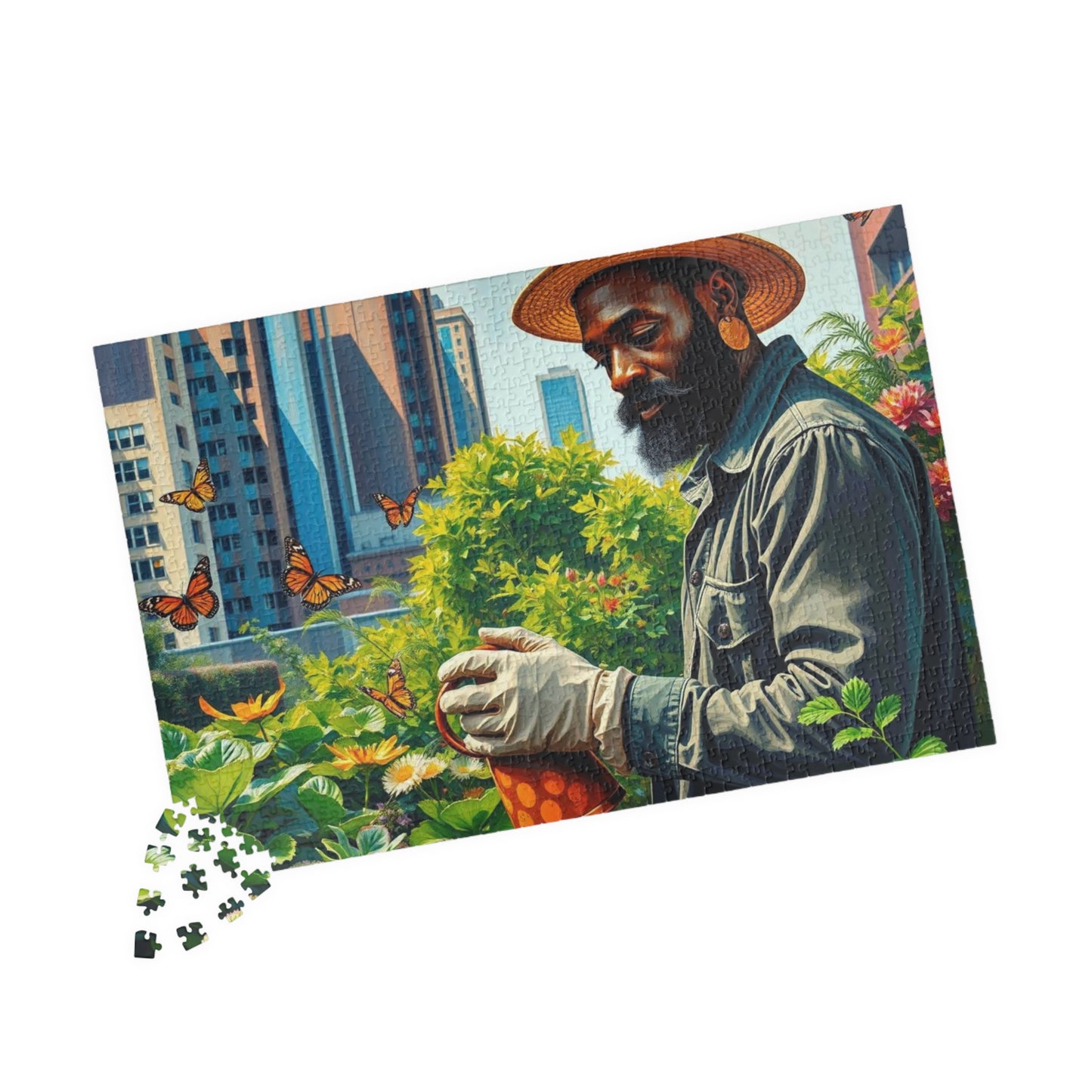 Black Man Gardening Jigsaw Puzzle, African American Art, Nature Scene, Afrocentric Gift for Friend, Creative Activity, Home Entertainment Puzzle The Puzzle Chest