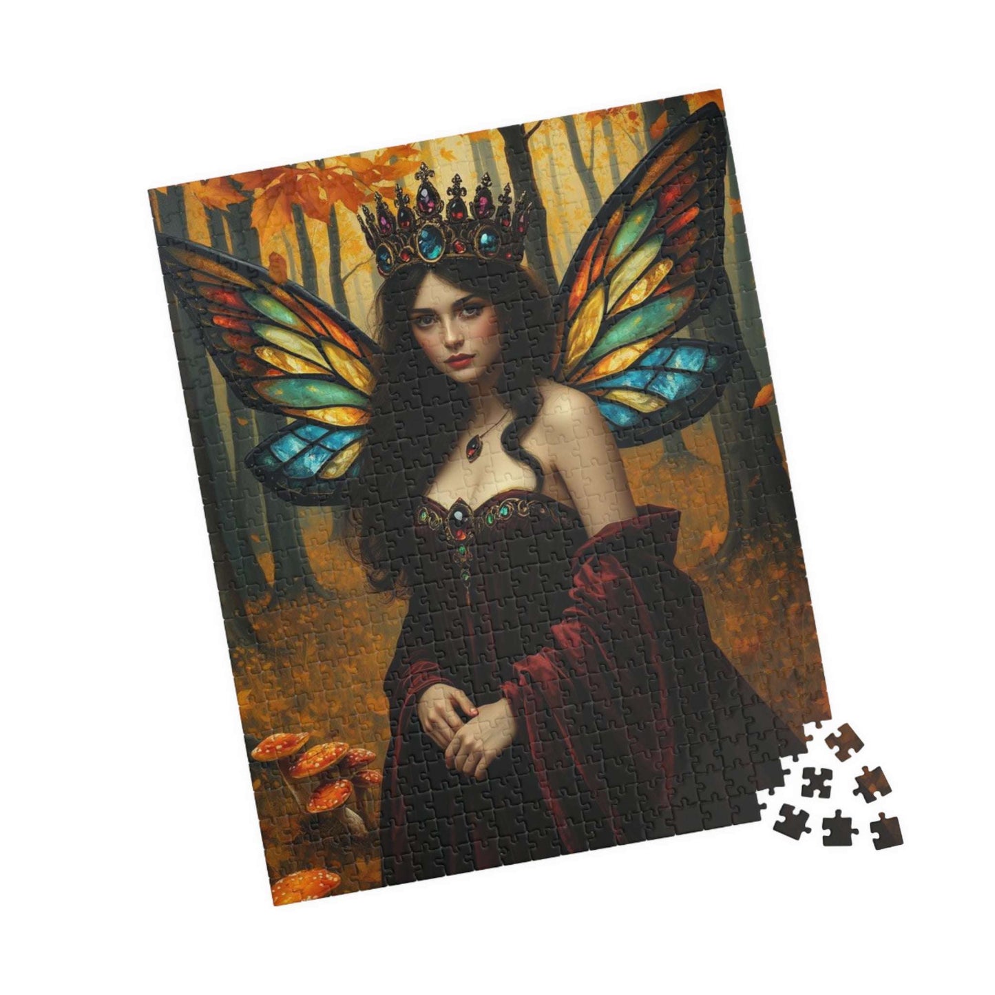 Autumn Crown Fairy Queen Jigsaw Puzzle - Enchanting Artwork, Family Fun, Fantasy Gift for Puzzle Lover, Unique Decor, Mindfulness Activity