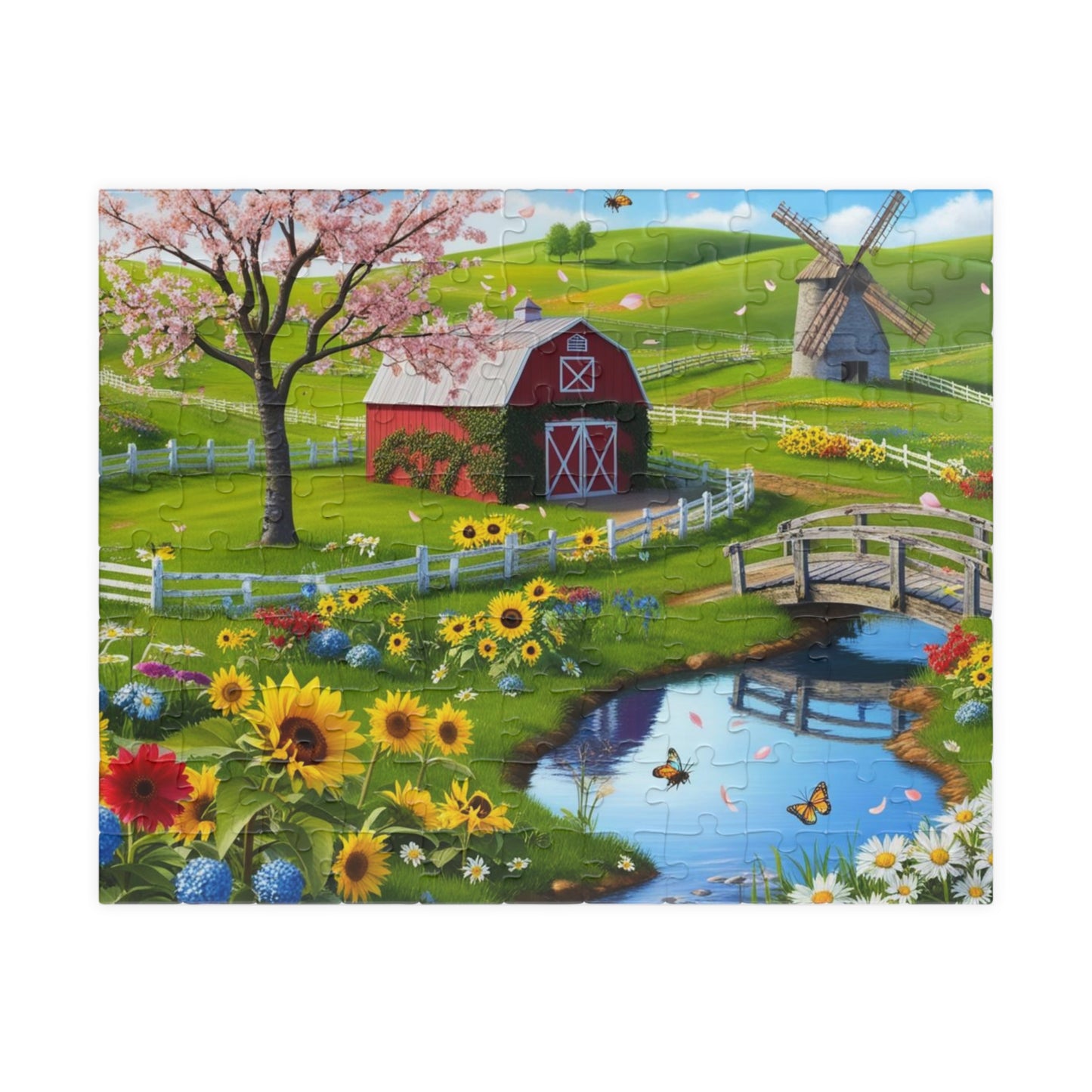 Spring Farm Puzzle, Scenic Landscape Farmhouse Jigsaw Game 110-1014 Pieces, Nature Lover Gift, Family Activity, Creative Hobby 110 pcs (Horizontal) Puzzle The Puzzle Chest