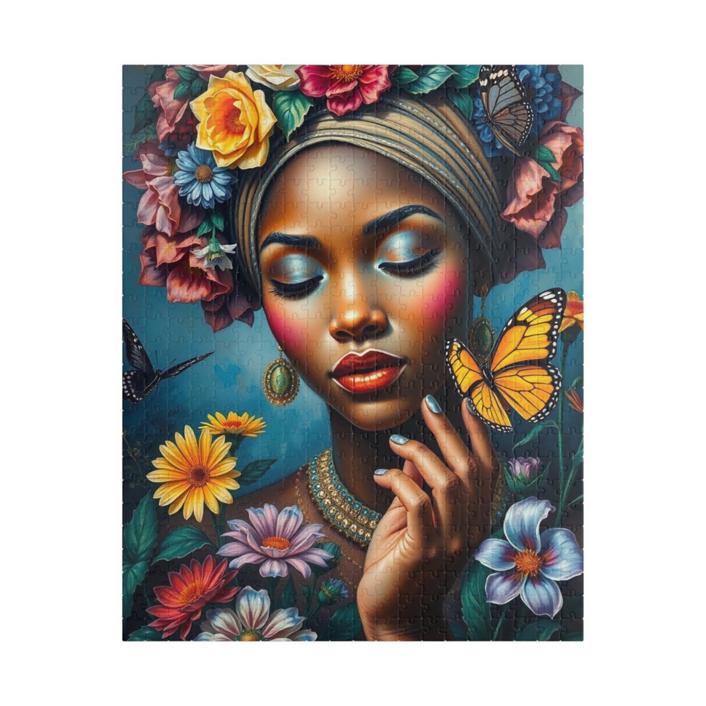 Flower Goddess Puzzle - African American Woman Jigsaw Game, Mindfulness Activity, Solo or Family Fun, Indoor Entertainment, Afrocentric Gift 520 pcs (Vertical) Puzzle The Puzzle Chest