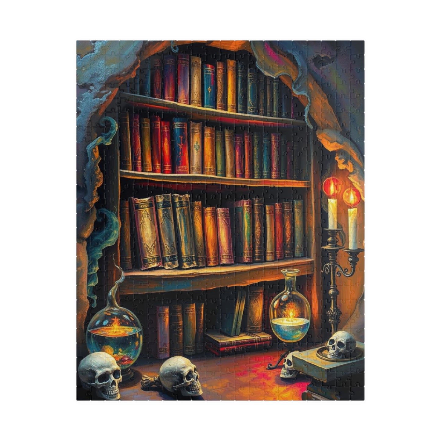 Mystical Bookshelf Puzzle - Enchanting Halloween Jigsaw Puzzle for Adult Gift for Book Lover, Therapeutic Fun Family or Solo Game