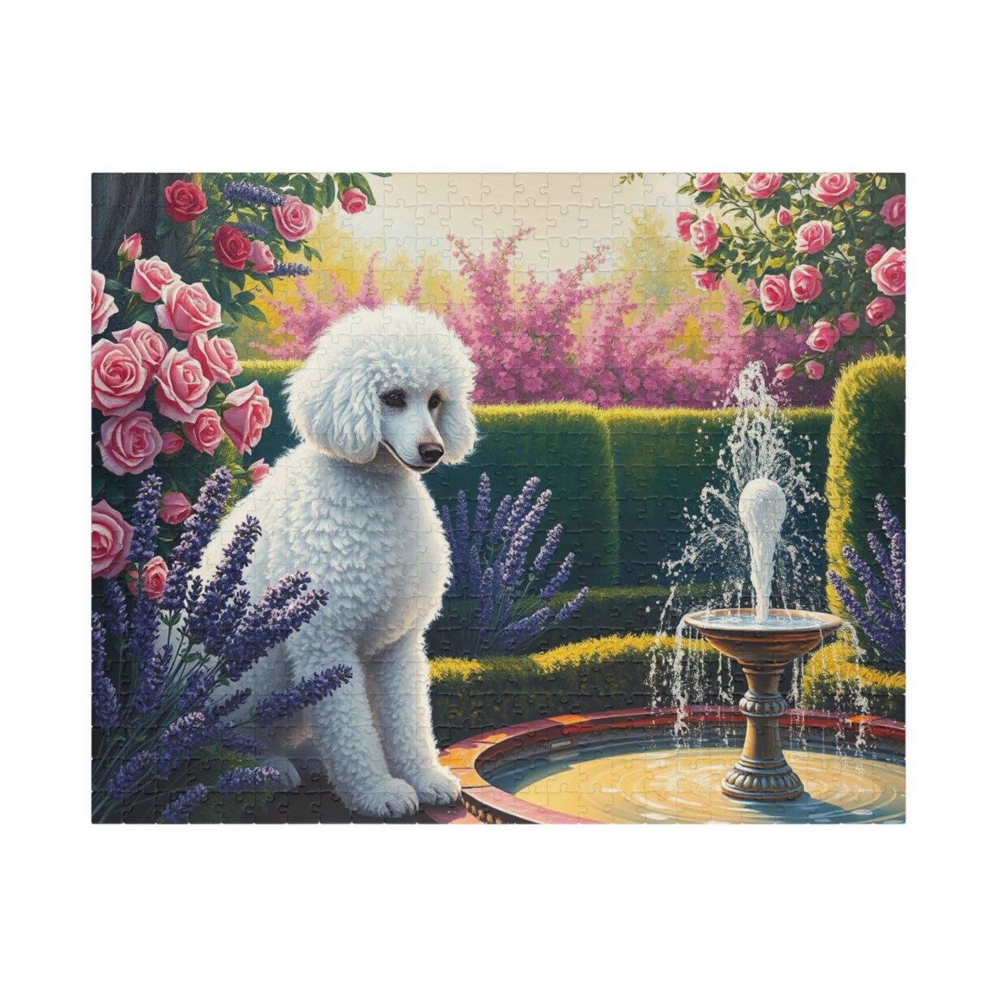 Charming Dog Jigsaw Puzzle, Flower Garden Poodle, Friend Gift for Pet Lover, Home Entertainment, Family Activity or Solo Fun 520 pcs (Horizontal) Puzzle The Puzzle Chest