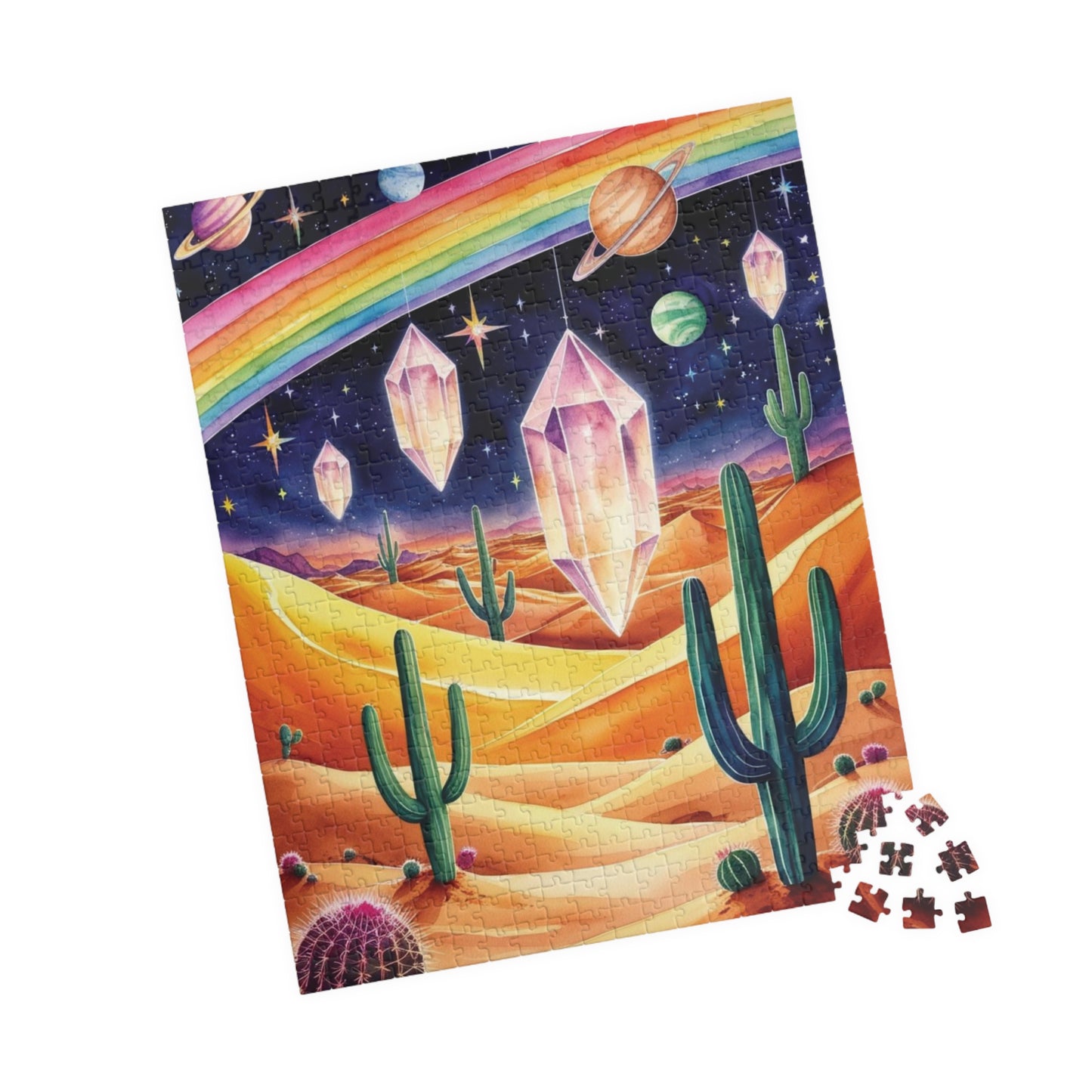 Trippy Desert Dreams Puzzle, Surreal Landscape Night Sky Jigsaw Adult Game, Mind-Bending Puzzle Enthusiast Gift, Unique Psychedelic Art Puzzle The Puzzle Chest