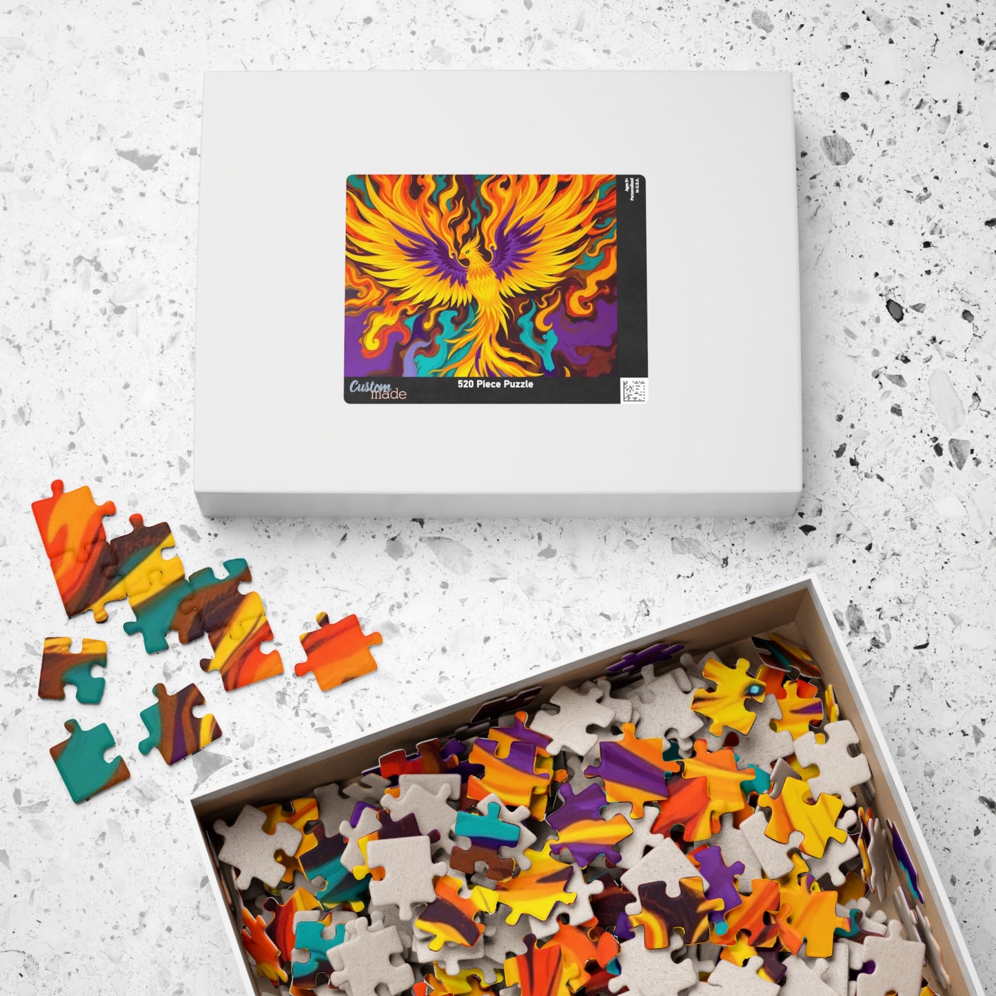 Abstract Phoenix Rising Jigsaw Puzzle (110-1014 Piece), Firebird Engulfed in Vibrant Flames, Puzzle Lover Unique Gift, Fun Brain Teaser Puzzle The Puzzle Chest