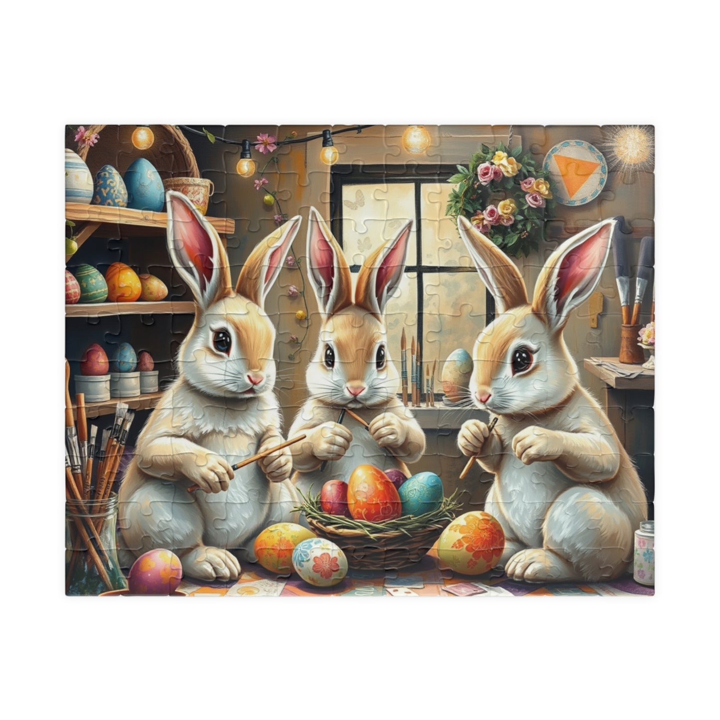 Whimsical Easter Bunny Puzzle, Family Fun Jigsaw Game, Spring Home Entertainment, Holiday Activity, Mindfulness Gift for Friends 110 pcs (Horizontal) Puzzle The Puzzle Chest