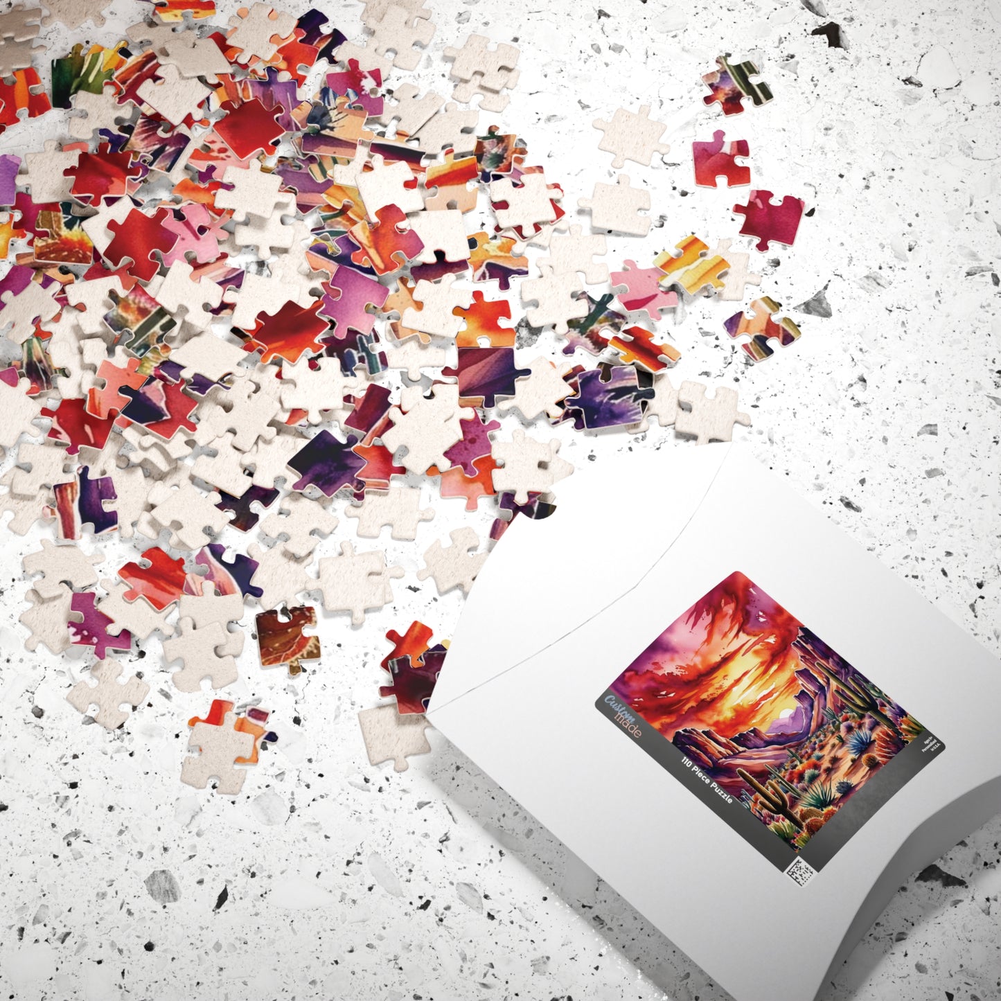 Puzzle - Desert Landscape 1000 Piece Jigsaw, Cactus Sunset Mountain Scene, Challenging Adult Hobby Game, Relaxing Family Activity, Home Puzzle The Puzzle Chest