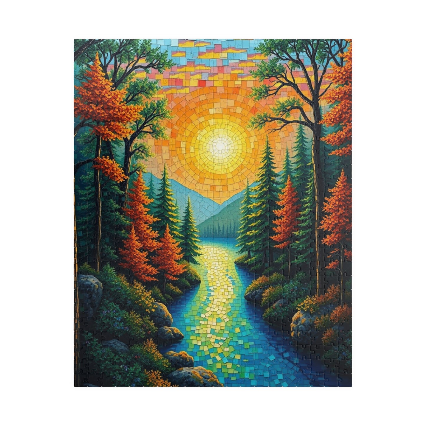 Nature-Inspired Mosaic Landscape Jigsaw Puzzle for Relaxation and Fun, Scenic Autumn Adventure, Best Gift for Family, Friends, Holidays 520 pcs (Vertical) Puzzle The Puzzle Chest