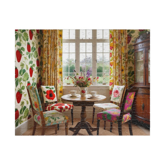 Charming Breakfast Nook Puzzle, Vintage Floral Design, Perfect for Family Game Night, Gift for Garden Lover Puzzle Enthusiast 252 pcs (Horizontal) Puzzle The Puzzle Chest