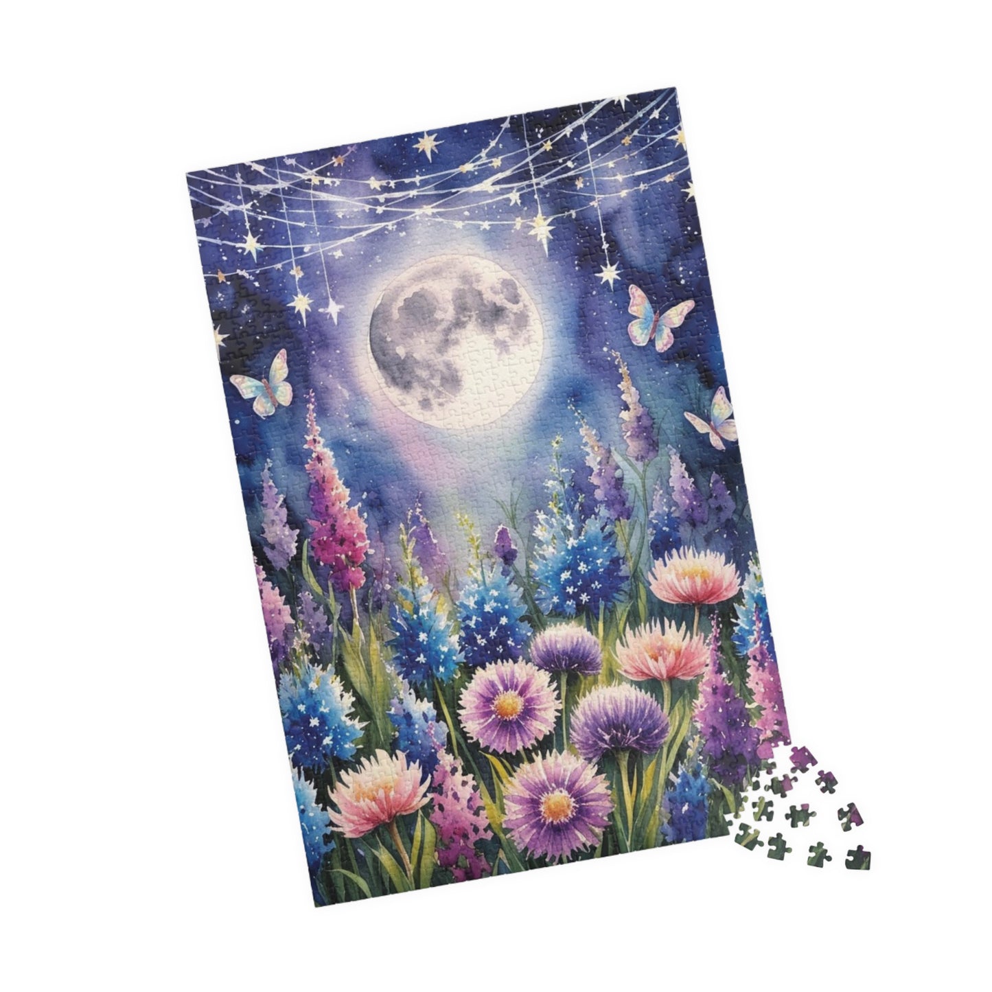 Wildflower Landscape Puzzle, Starry Night Jigsaw for Enthusiasts, Floral Puzzle Game for Nature Lovers, Mindfulness Activity Puzzle The Puzzle Chest