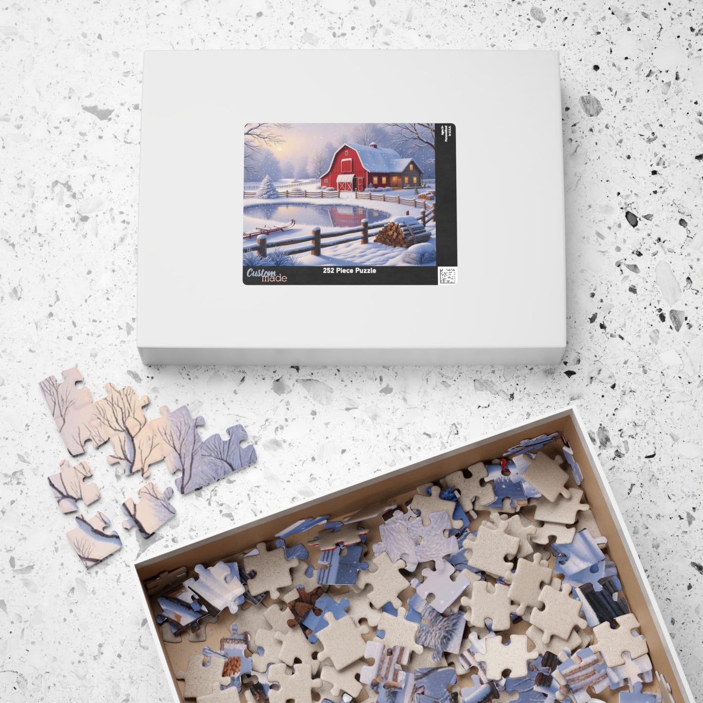 Winter Farmhouse Puzzle, Landscape Jigsaw Game, Perfect for Family Nights, Holiday Fun, Home Decor, Gift for Puzzle Lover, Relaxing Activity Puzzle The Puzzle Chest