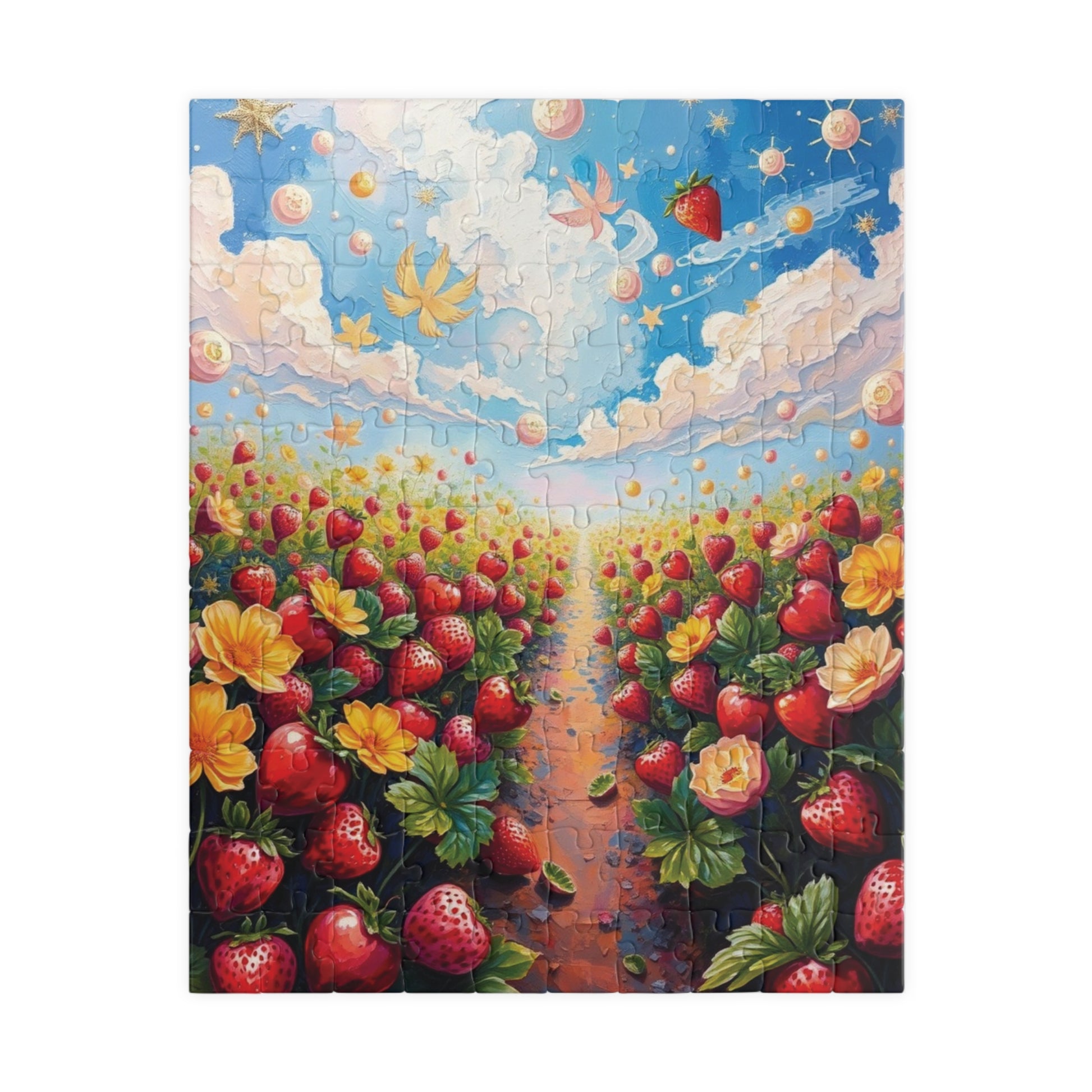 Strawberry Patch Jigsaw Puzzle, Magical Fruit Garden, Fun Family Activity, Relaxing Pastime, Best Gift for Puzzle Enthusiasts, Mindfulness 110 pcs (Vertical) Puzzle The Puzzle Chest