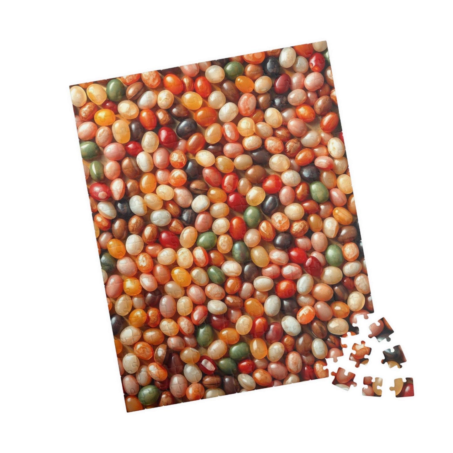 Chaotic Jelly Beans Puzzle, Vibrant Candy-Themed Jigsaw, Earth Tones Food Collage, Family Activity, Quiet Pastime, Foodie Puzzle Lover Puzzle The Puzzle Chest