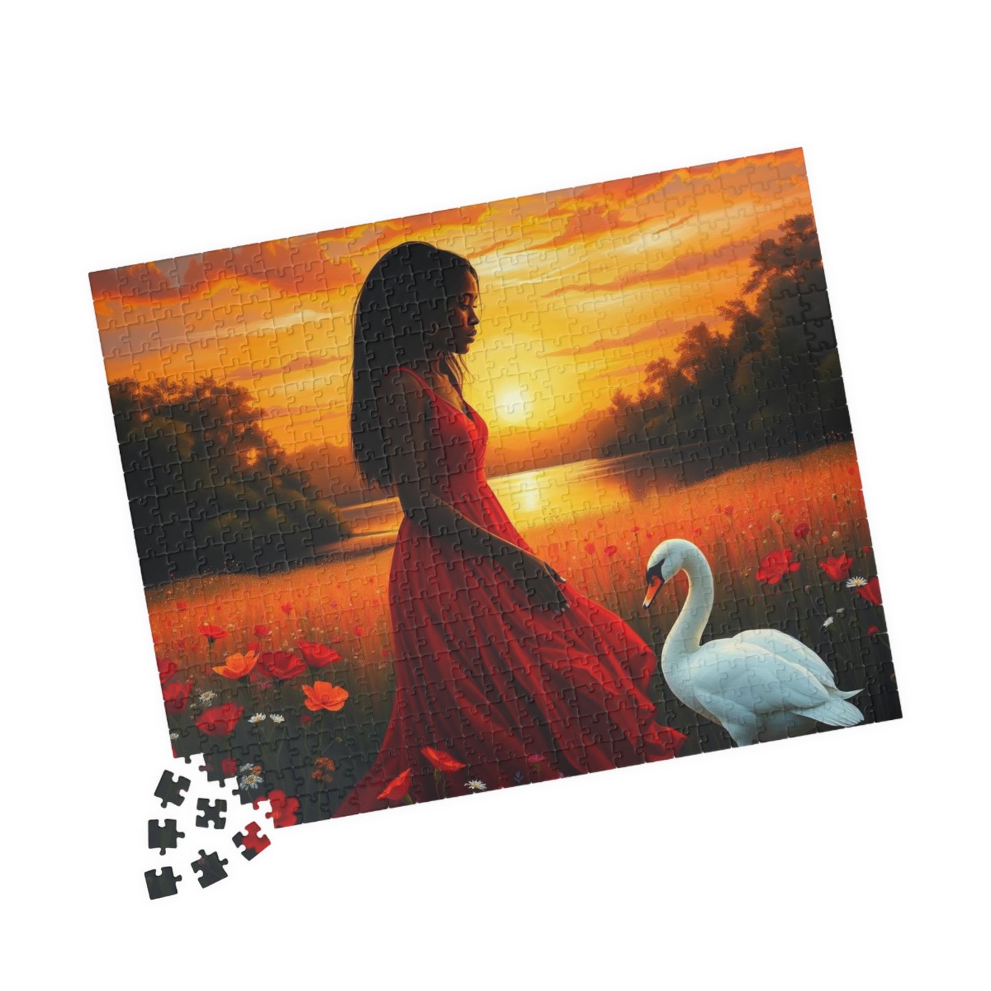 Serene Sunset Puzzle - Black Woman Art Jigsaw Game, Creative Activity, Nature Enthusiast Gift for Friend, Family Fun, Mindful Activity Puzzle The Puzzle Chest