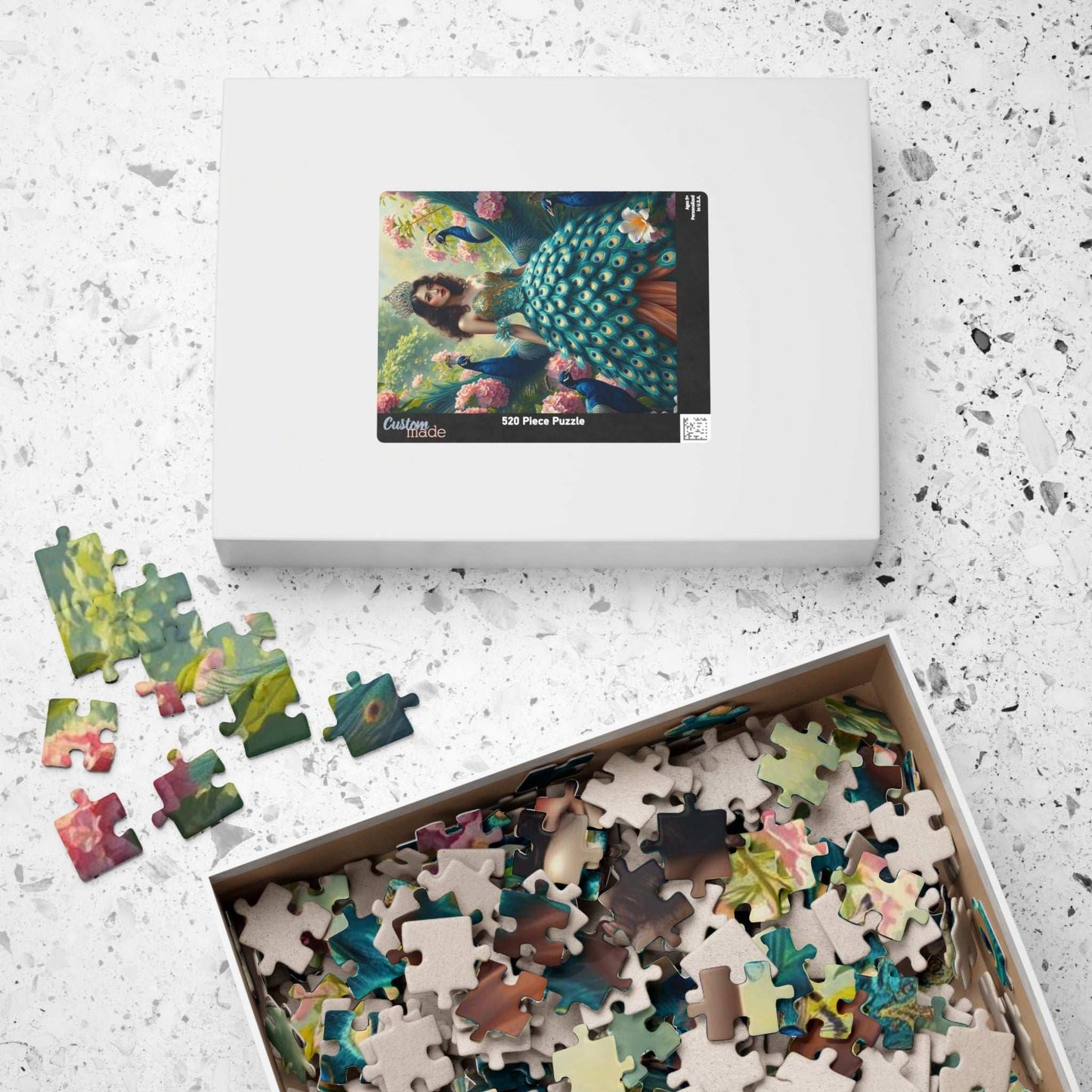 Lady of the Peacock Garden - Regal Feather Fantasy Jigsaw Puzzle