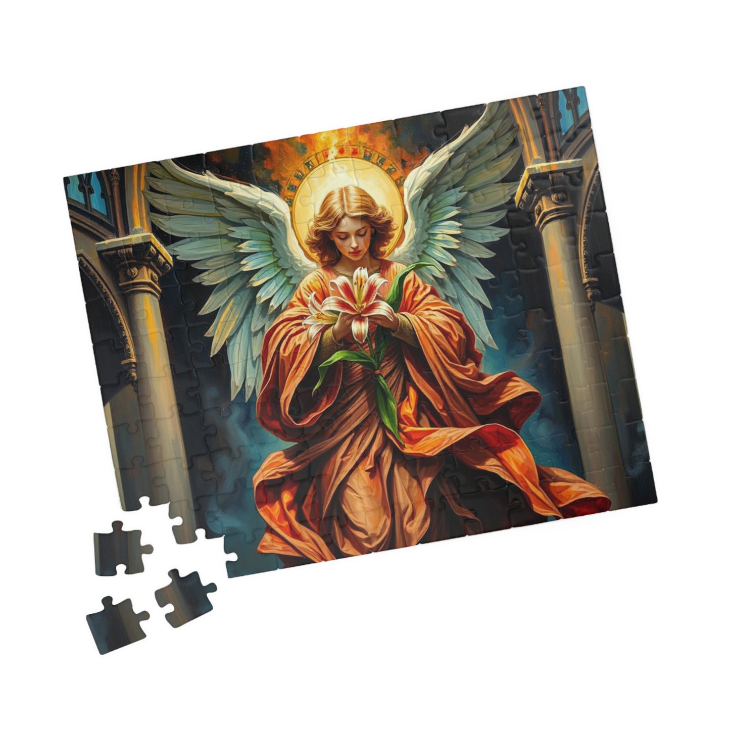 Divine Messenger Jigsaw Puzzle, Angel Artwork, Gothic Art Print, Elegant Puzzle for Adults, Holiday Birthday Gift for Friend Indoor Activity Puzzle The Puzzle Chest