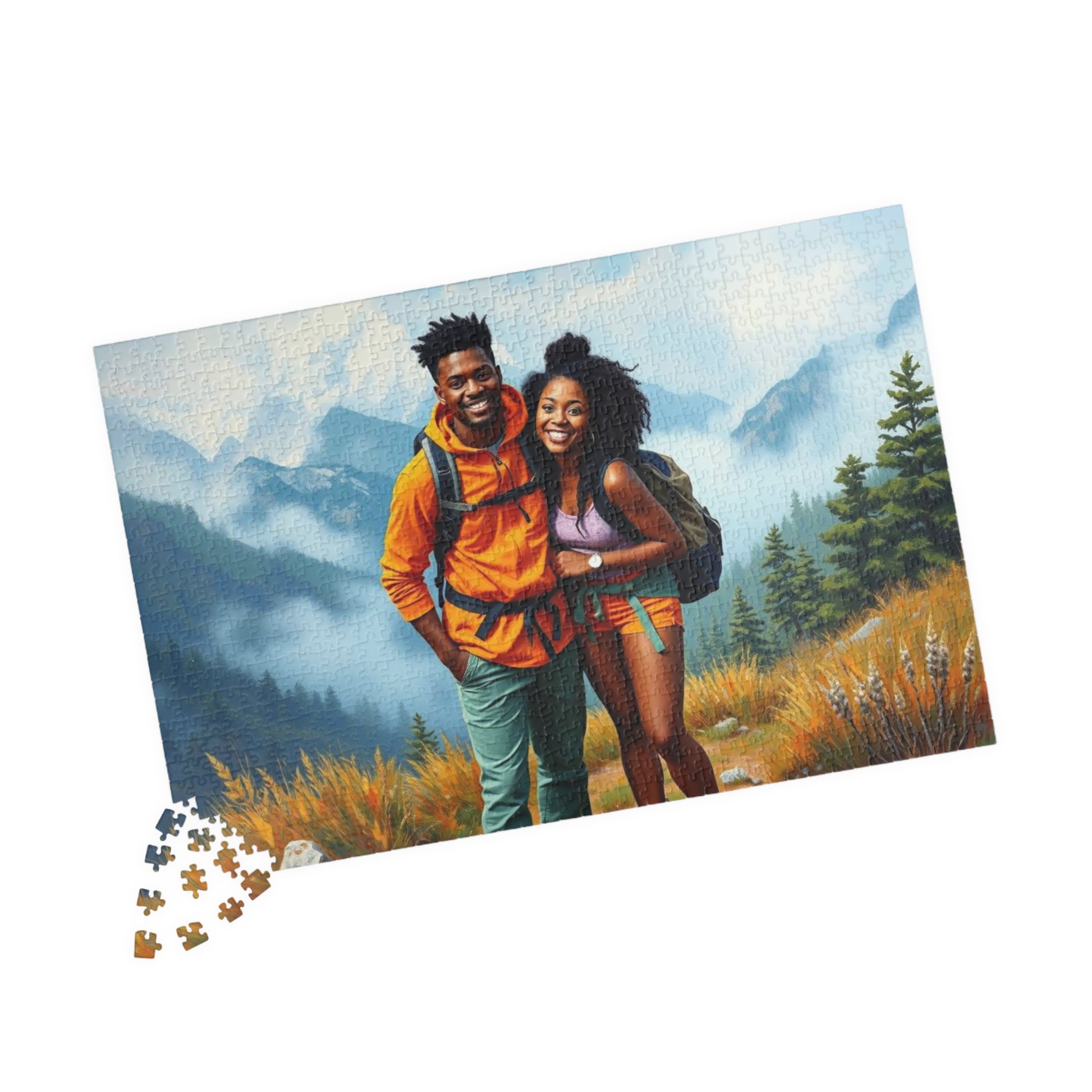 Black Couple Hiking Adventure Puzzle - Nature Lovers Delight Jigsaw, Family Game Night Fun, Afrocentric Gift for Friends, Outdoor Enthusiasts Puzzle The Puzzle Chest