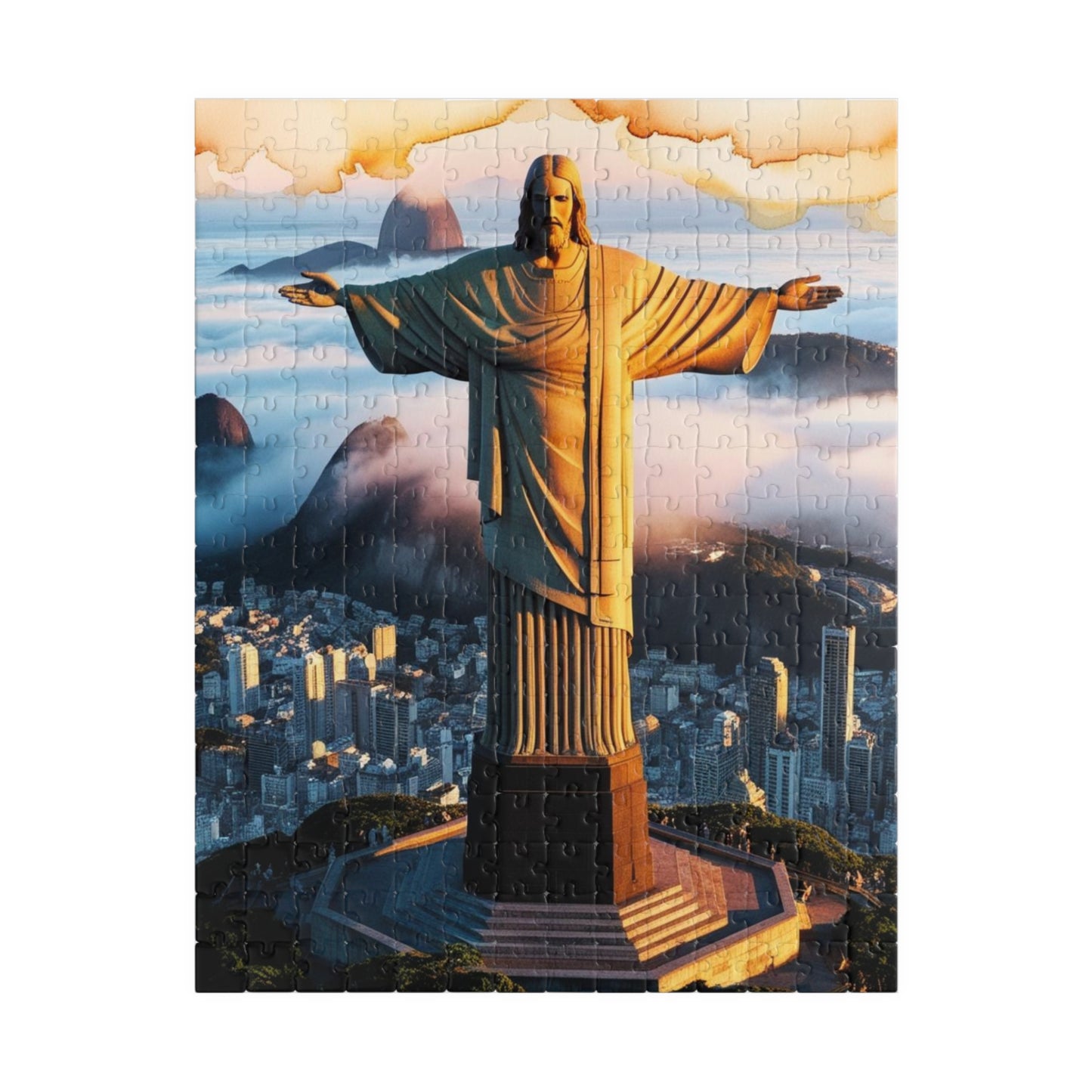 Christ the Redeemer Puzzle, Rio de Janeiro at Sunrise Tabletop Game, Puzzle Enthusiast History Lover, Fun Family Activity Game Night, Hobby 252 pcs (Vertical) Puzzle The Puzzle Chest