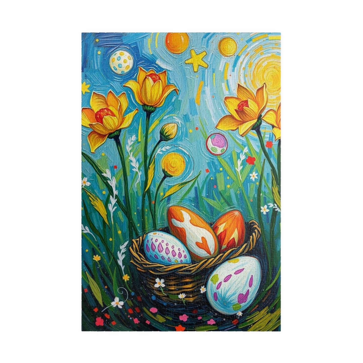 Springtime Egg Hunt Puzzle | Easter Jigsaw Game, Fun Family Activity, Flower Puzzle Artwork, Unique Gift for Adults, Seasonal Fun 1014 pcs (Vertical) Puzzle The Puzzle Chest