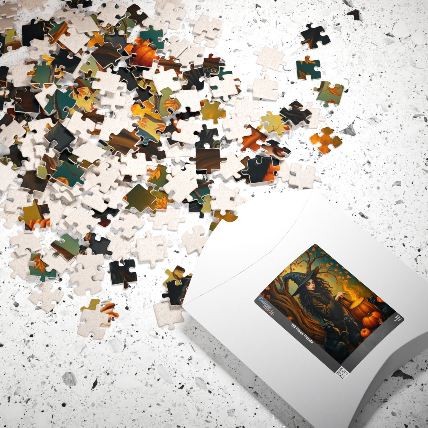 Catspell Cauldron Night Witchy Jigsaw Puzzle, Halloween Scene Perfect for Family Fun, Cozy Nights, Fall Celebrations, Gift for Puzzle Lover
