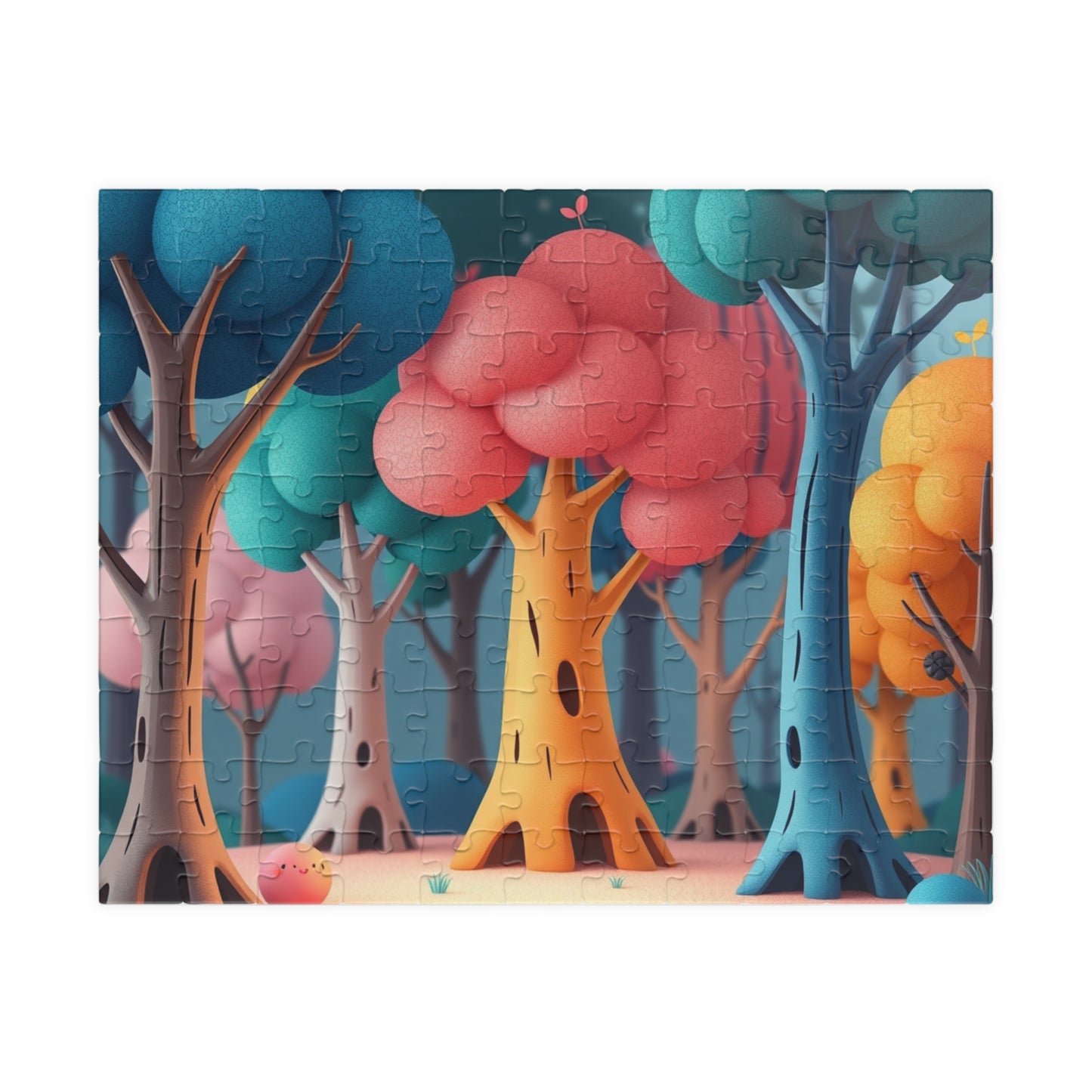 Abstract Landscape Forest Jigsaw Puzzle (110-1014 Piece), Surreal Tree Trunks with Colorful Canopies, Nature Theme Gift for Puzzle Lovers 110 pcs (Horizontal) Puzzle The Puzzle Chest
