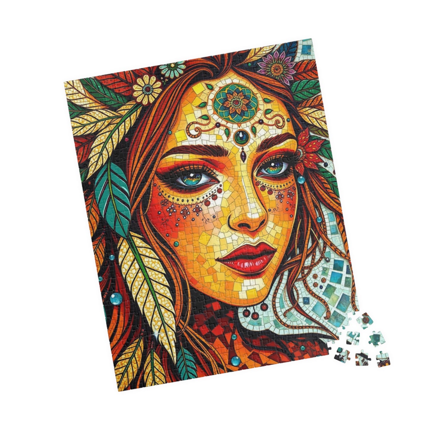 Colorful Bohemian Mosaic Puzzle, Vibrant Puzzle Artwork for Adult, Gift for Puzzle Lover, Home Entertainment, Relaxing Hobby, Mindfulness Puzzle The Puzzle Chest