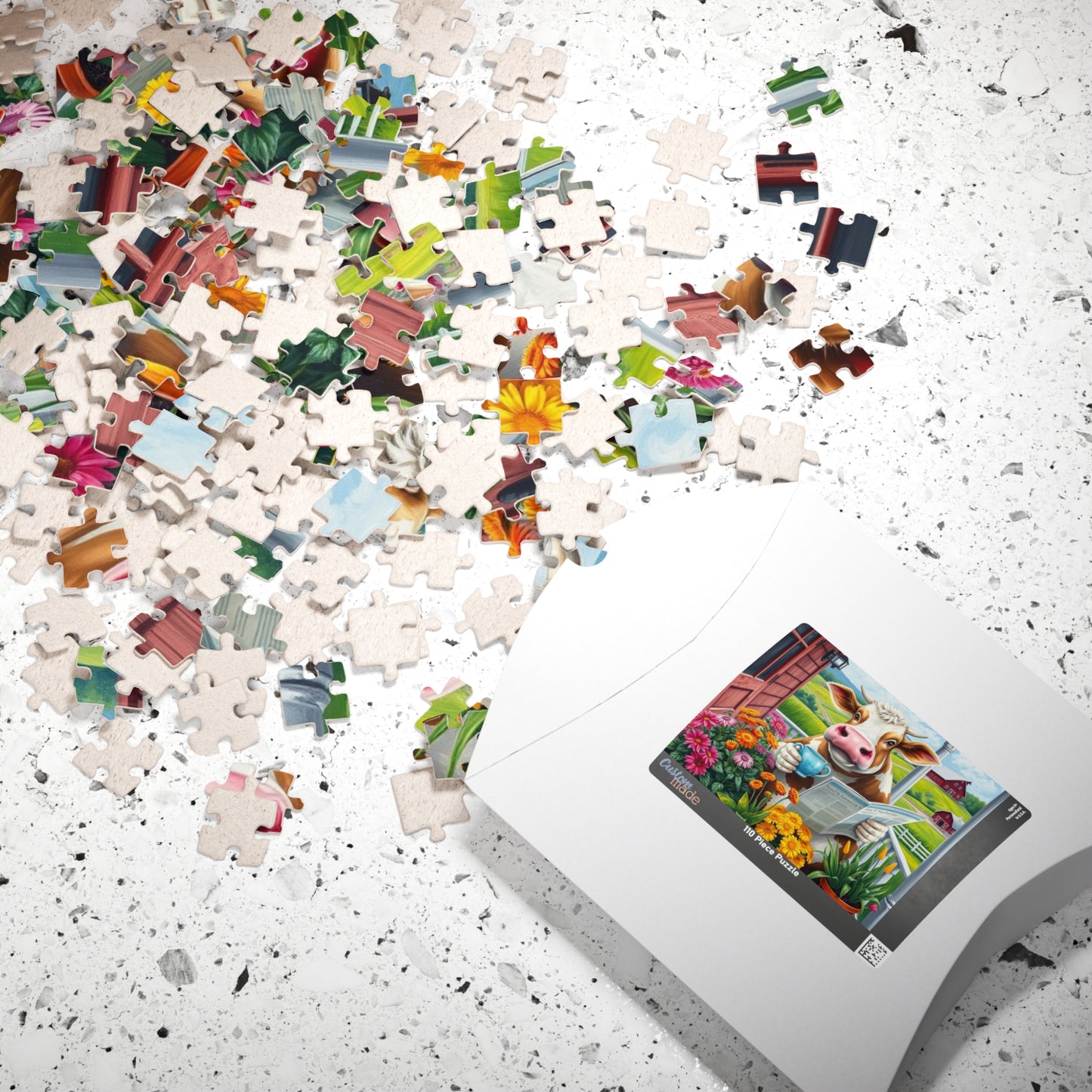 Charming Farmyard Cow Puzzle, Great for Family Fun, Gift for Animal Lovers, 110-1014-piece Jigsaw Game, Perfect for Cozy Nights